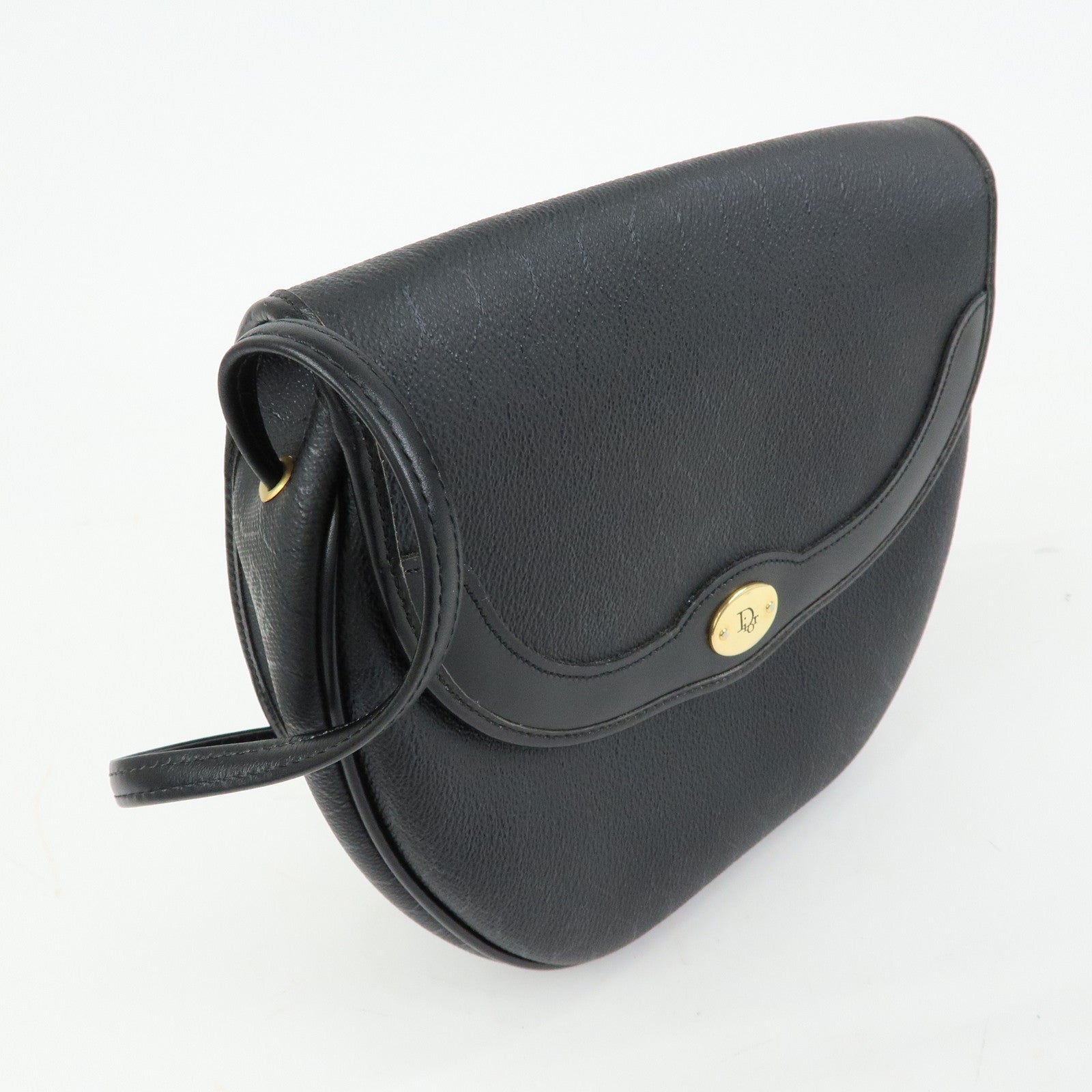 Christian Dior Honeycomb PVC Leather Shoulder Bag Crossbody Black