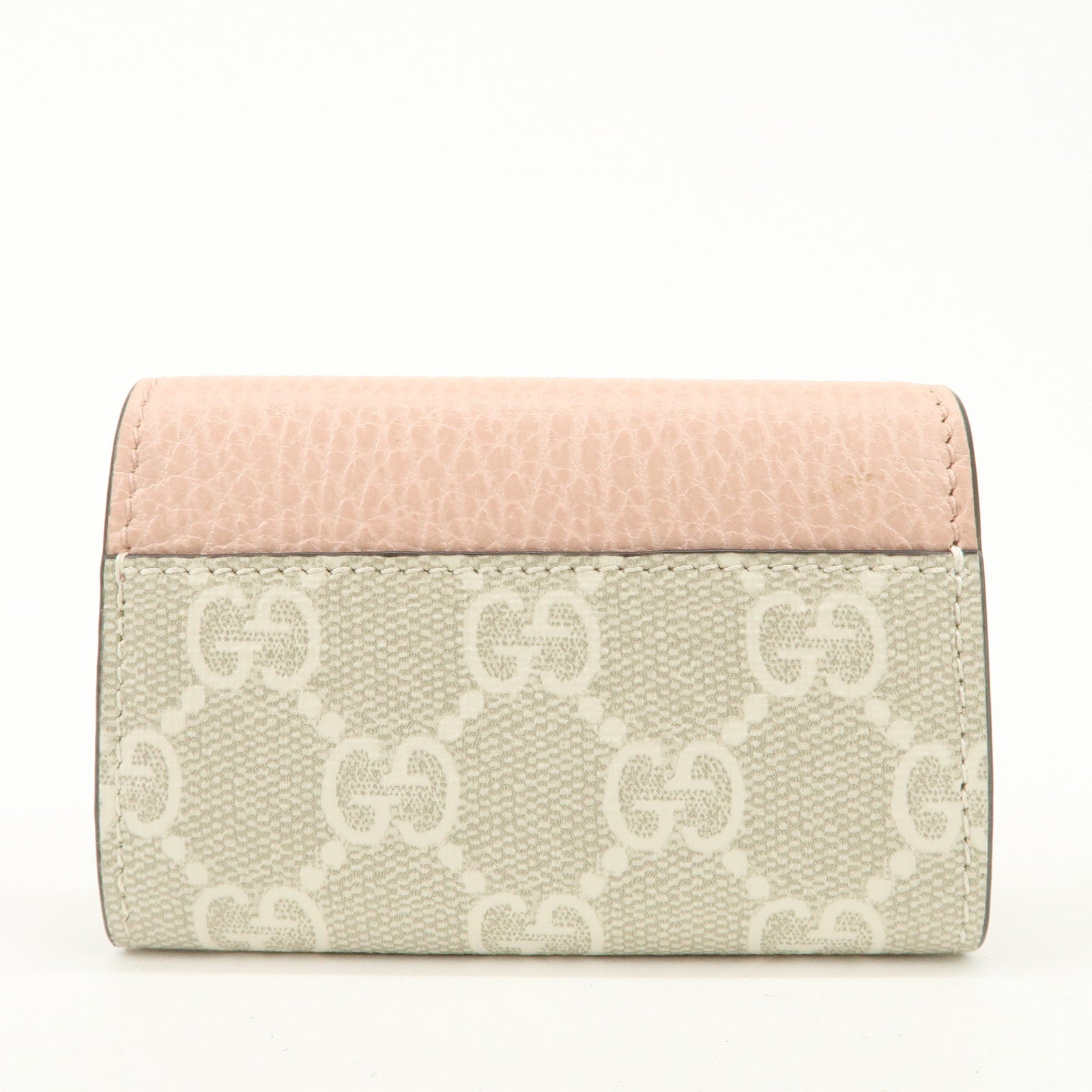 GUCCI GG Marmont Leather GG Supreme 6 Key Case Pink Beige 456118