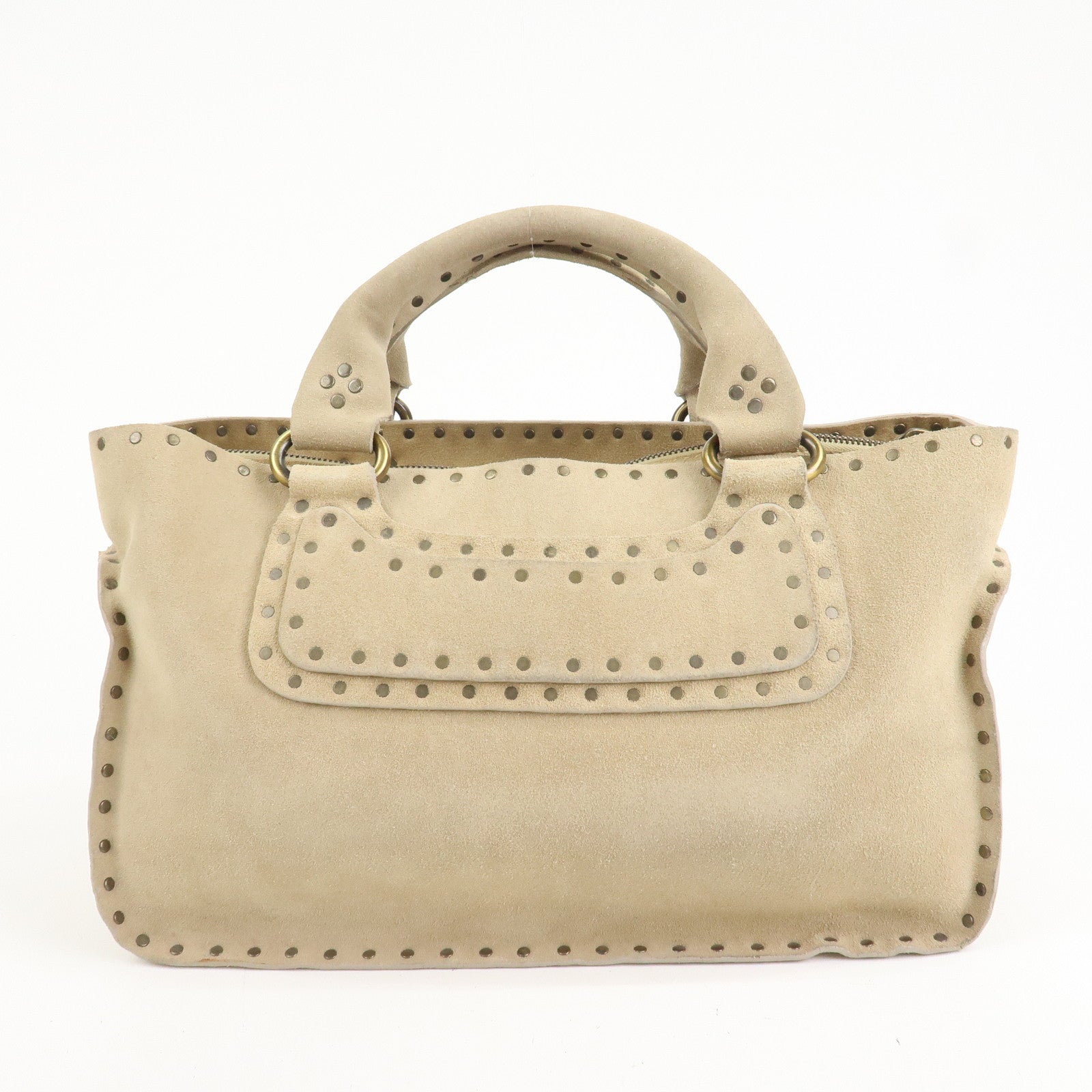 CELINE Suede Boogie Bag Hand Bag Tote Bag Ivory CE00/38 Used