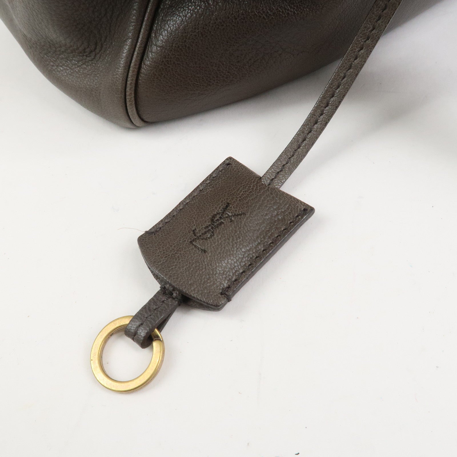 SAINT LAURENT PARIS Muse Leather Shoulder Bag Hand Bag Gray 168269