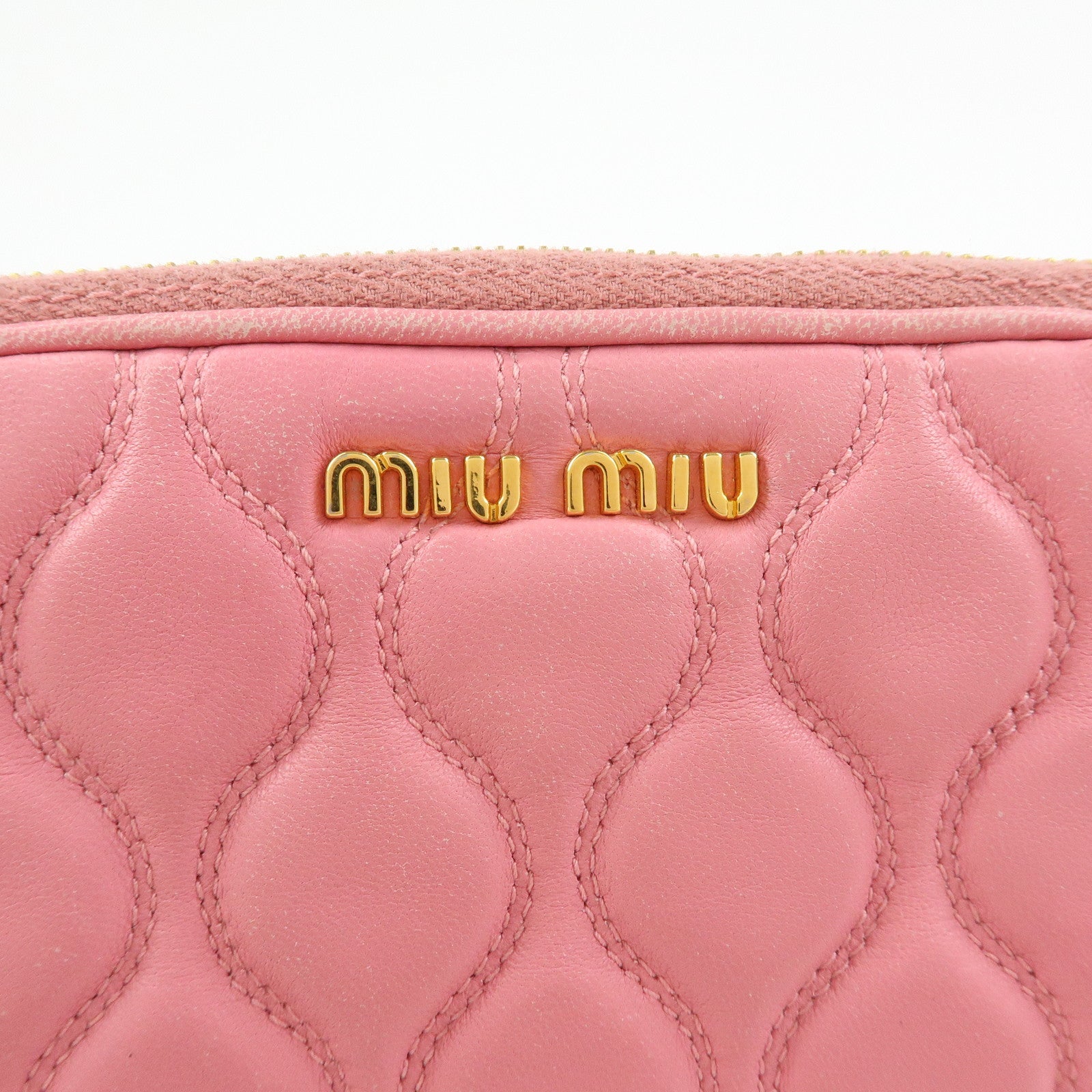 MIU MIU Nappa Leather Hand Bag Accessory Pouch Pink