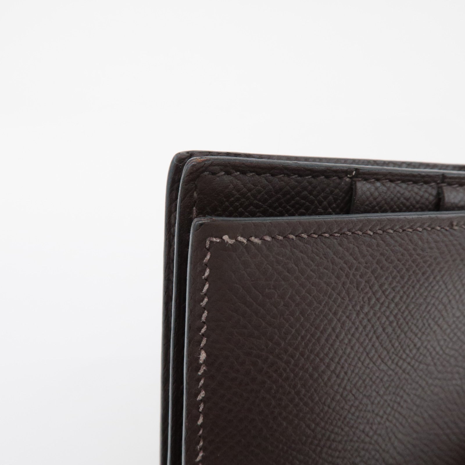 HERMES Veau Epsom Leather Bテゥarn Soufflet Long Wallet Chocolat