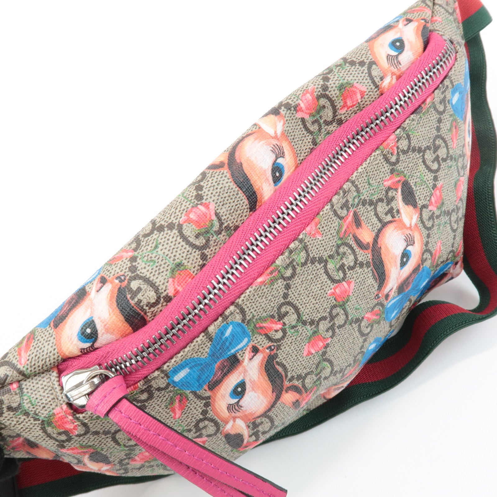 GUCCI GG Supreme Childrens Bambi Floral Waist Bag Beige Pink 502095 Used