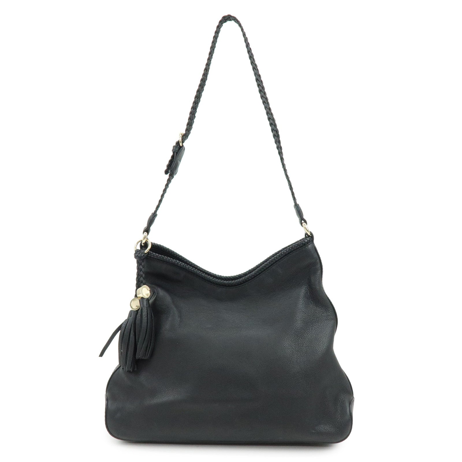 GUCCI Marrakech Leather Shoulder Bag Black 257026