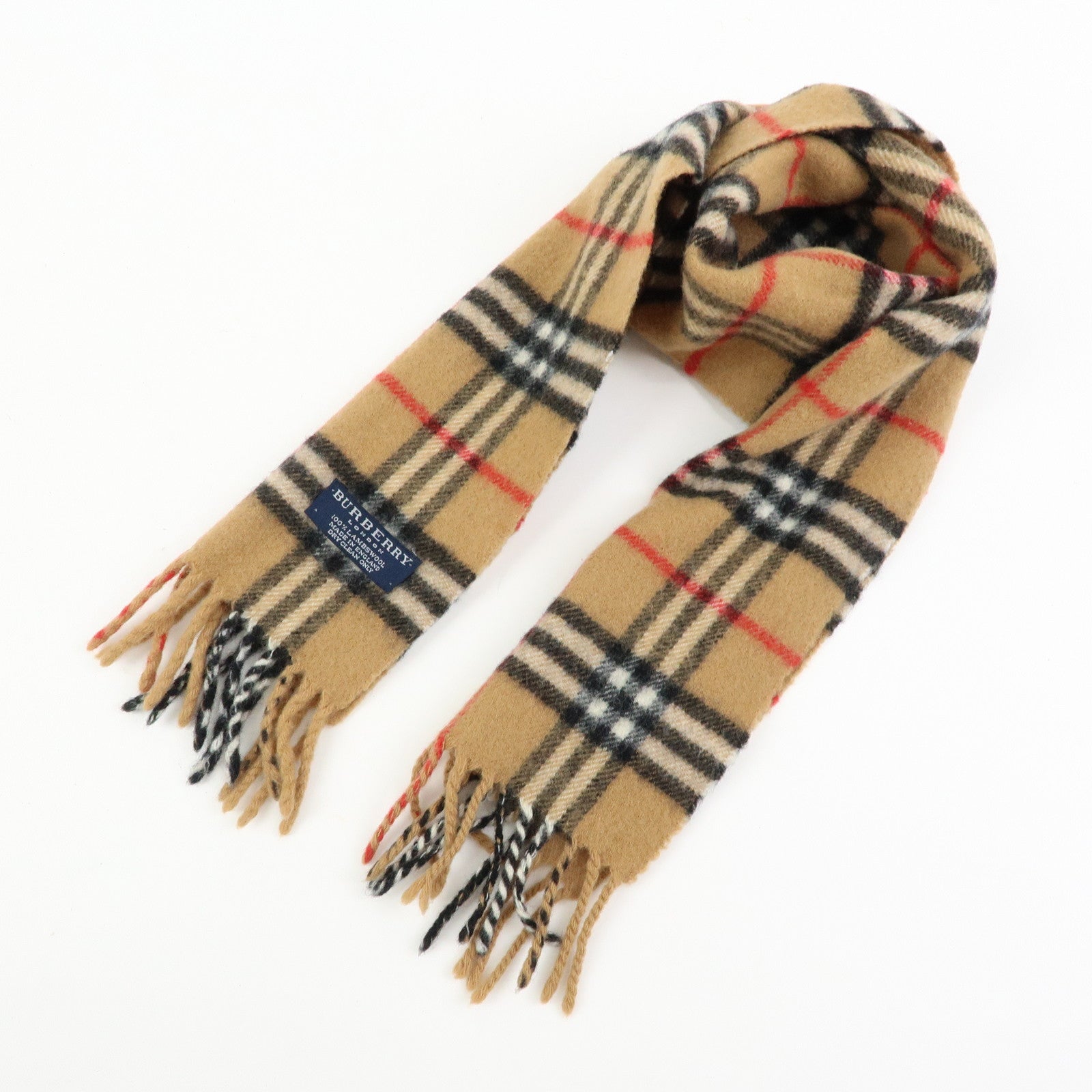 BURBERRY Nova Plaid Wool 100% Scarf Shawl Beige Black Red