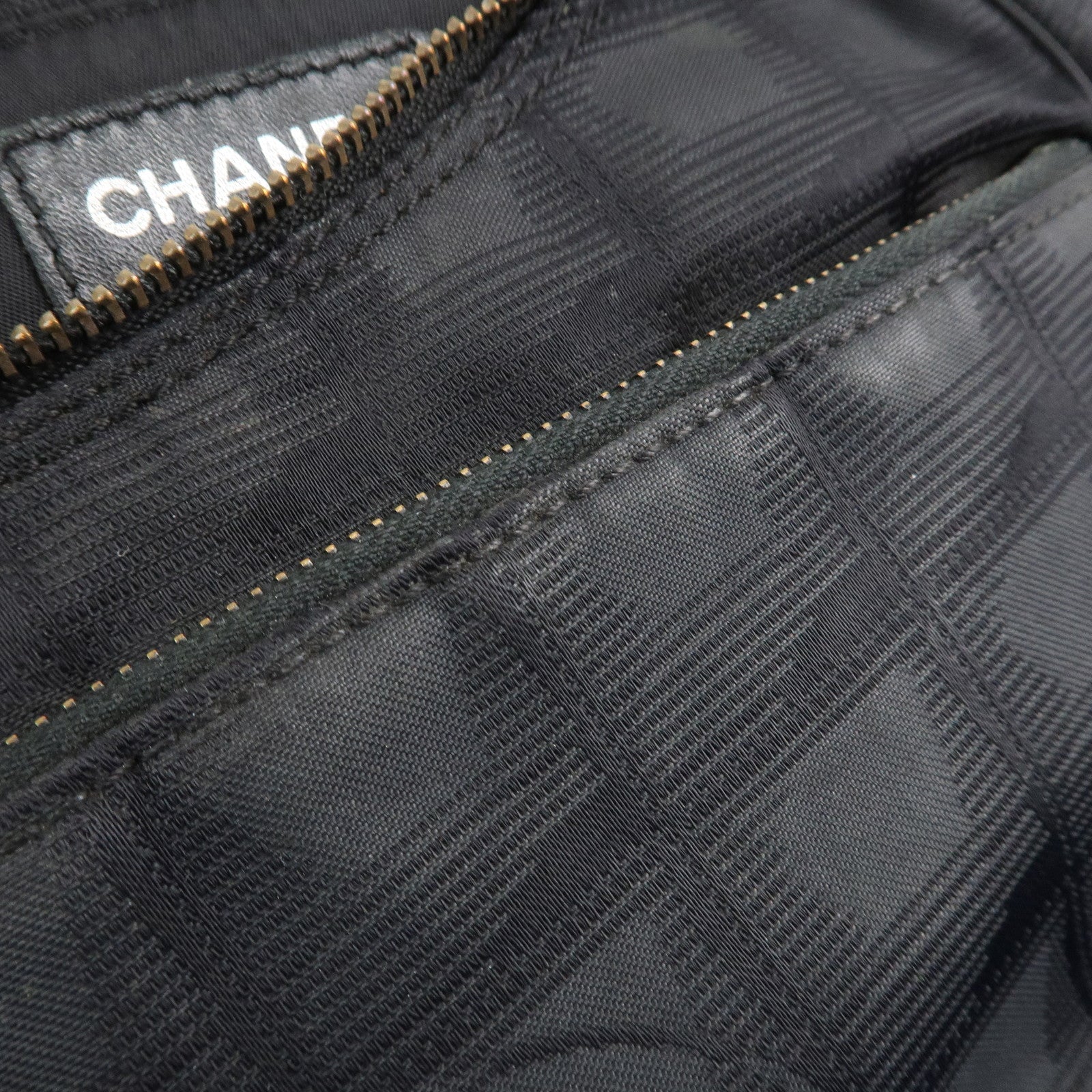 CHANEL New Travel Line Nylon Jacquard Leather 2Way Bag Black A15958