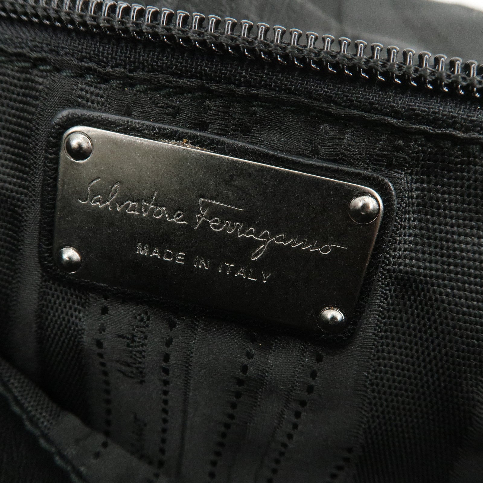 Ferragamo Mini Vara Leather Shoulder Bag Hand Bag Black