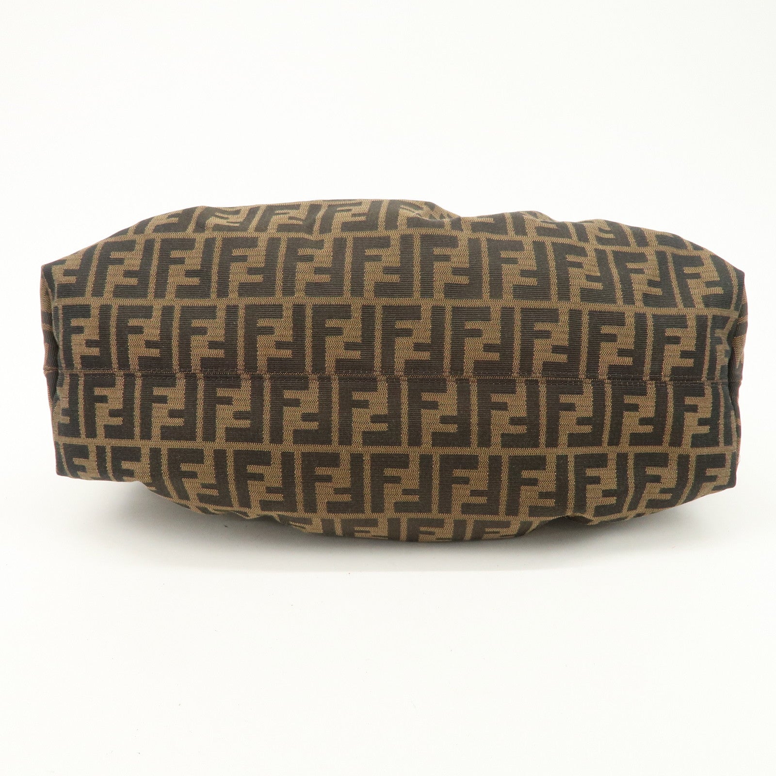 FENDI Zucca Gathered Canvas Leather Shoulder Bag Tote Bag 8BH186