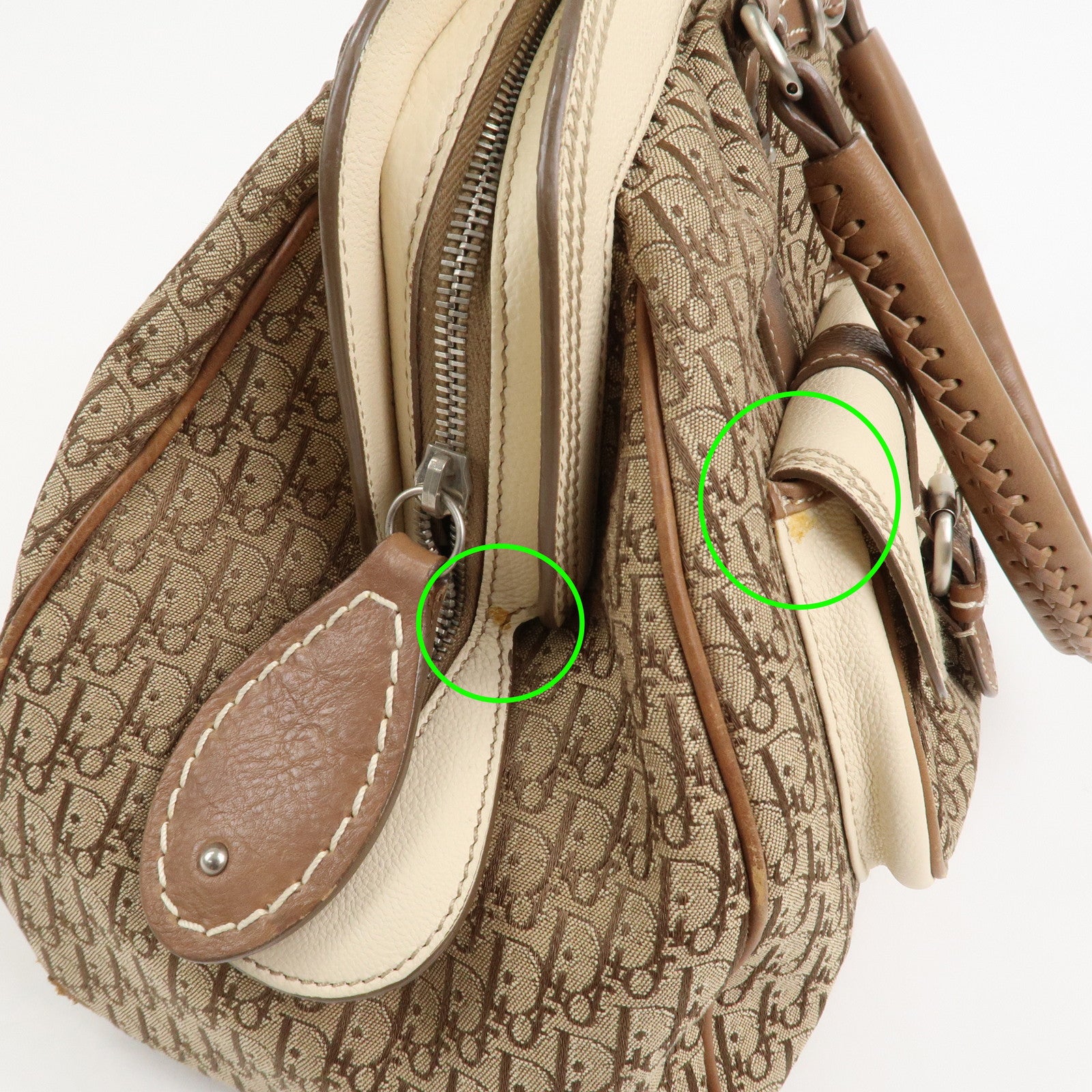 Christian Dior Trotter Canvas Leather Hand Bag Shoulder Bag Brown