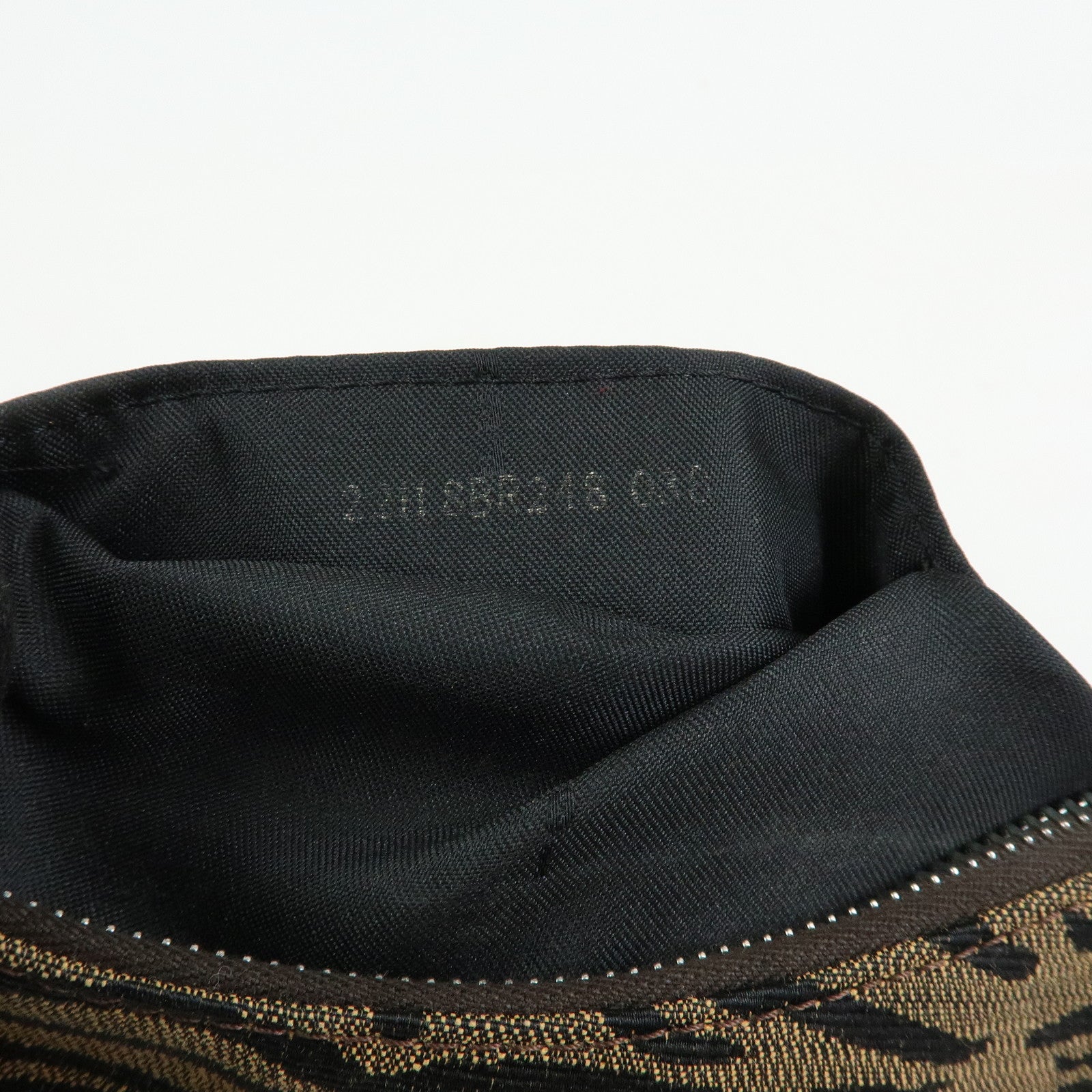 FENDI Canvas Leather Shoulder Bag Leopard Brown Black 8BR248