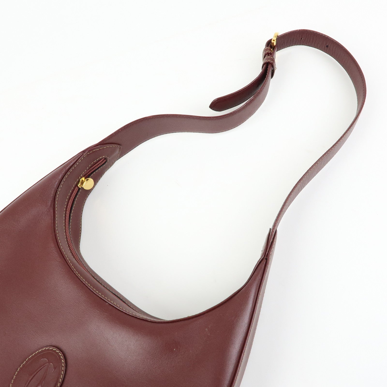 Cartier Must de Cartier Leather Shoulder Bag Hand Bag Bordeaux