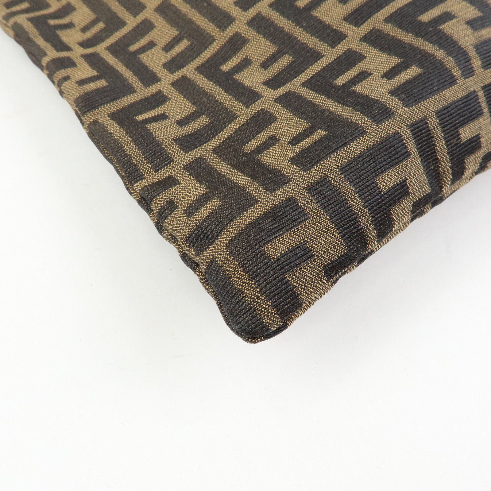 FENDI Zucca Canvas Leather Shoulder Bag Hand Bag Brown Black