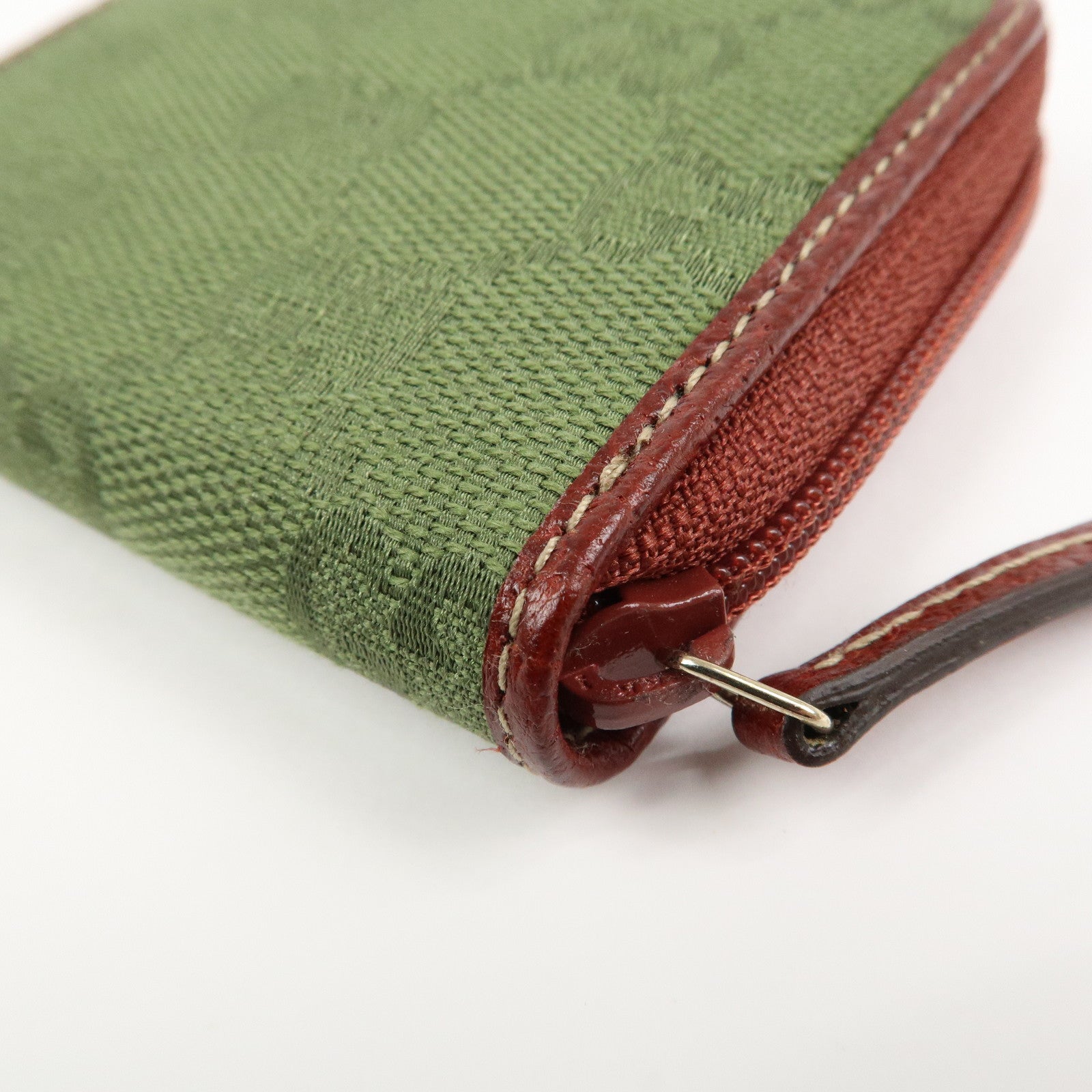 GUCCI GG Canvas Leather Coin Case Coin Purse Green 115255