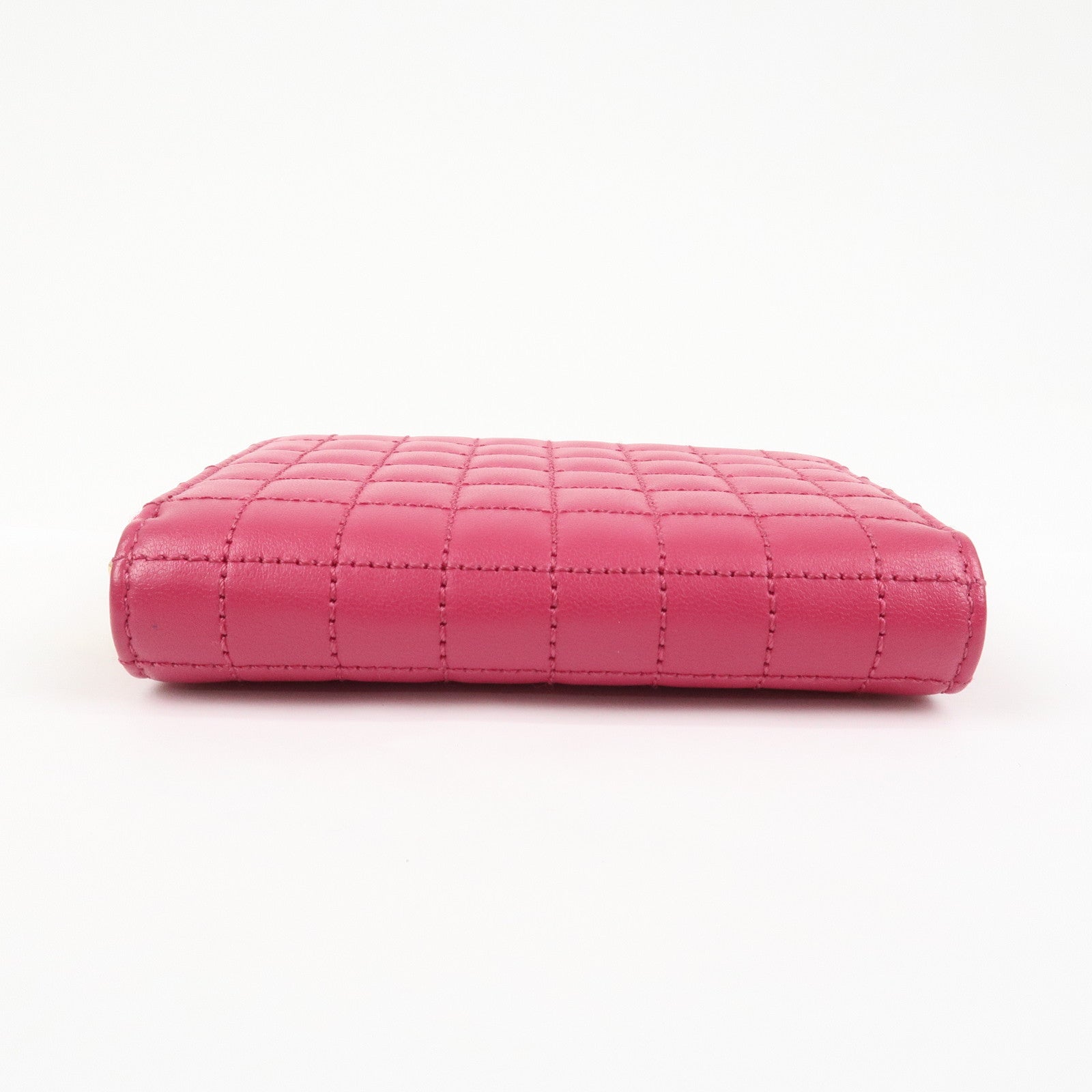 CELINE Logo Leather Coin Case Coin Purse Pink