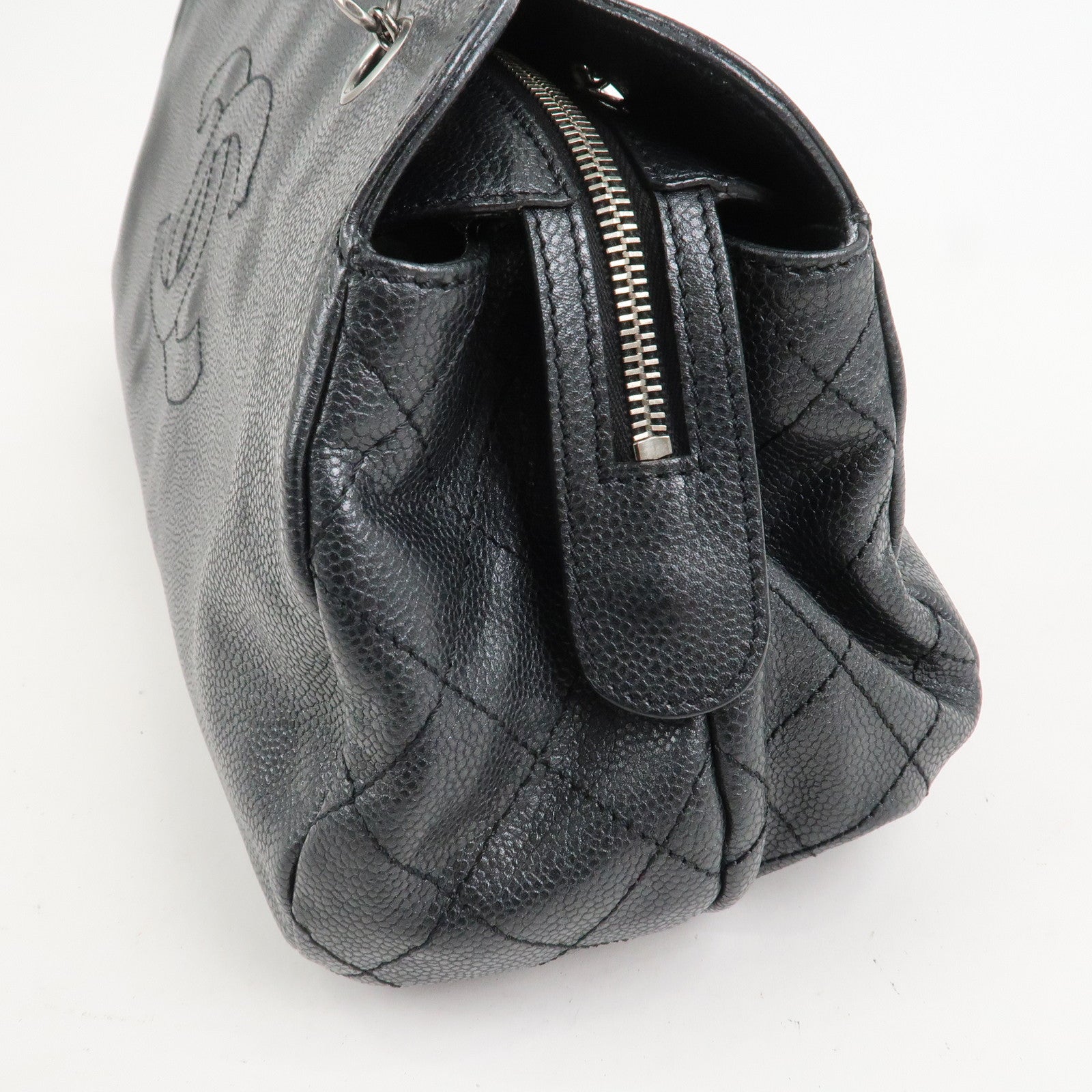 CHANEL COCO Mark Caviarskin Chain Shoulder Bag Black