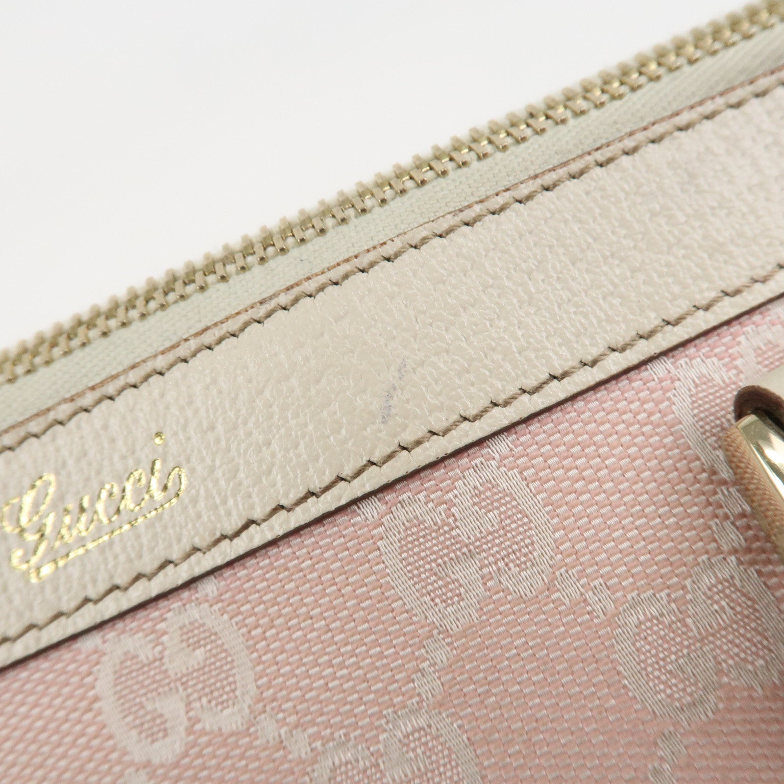 GUCCI Abbey GG Canvas Leather Mini Tote Bag Hand Bag Pink Used