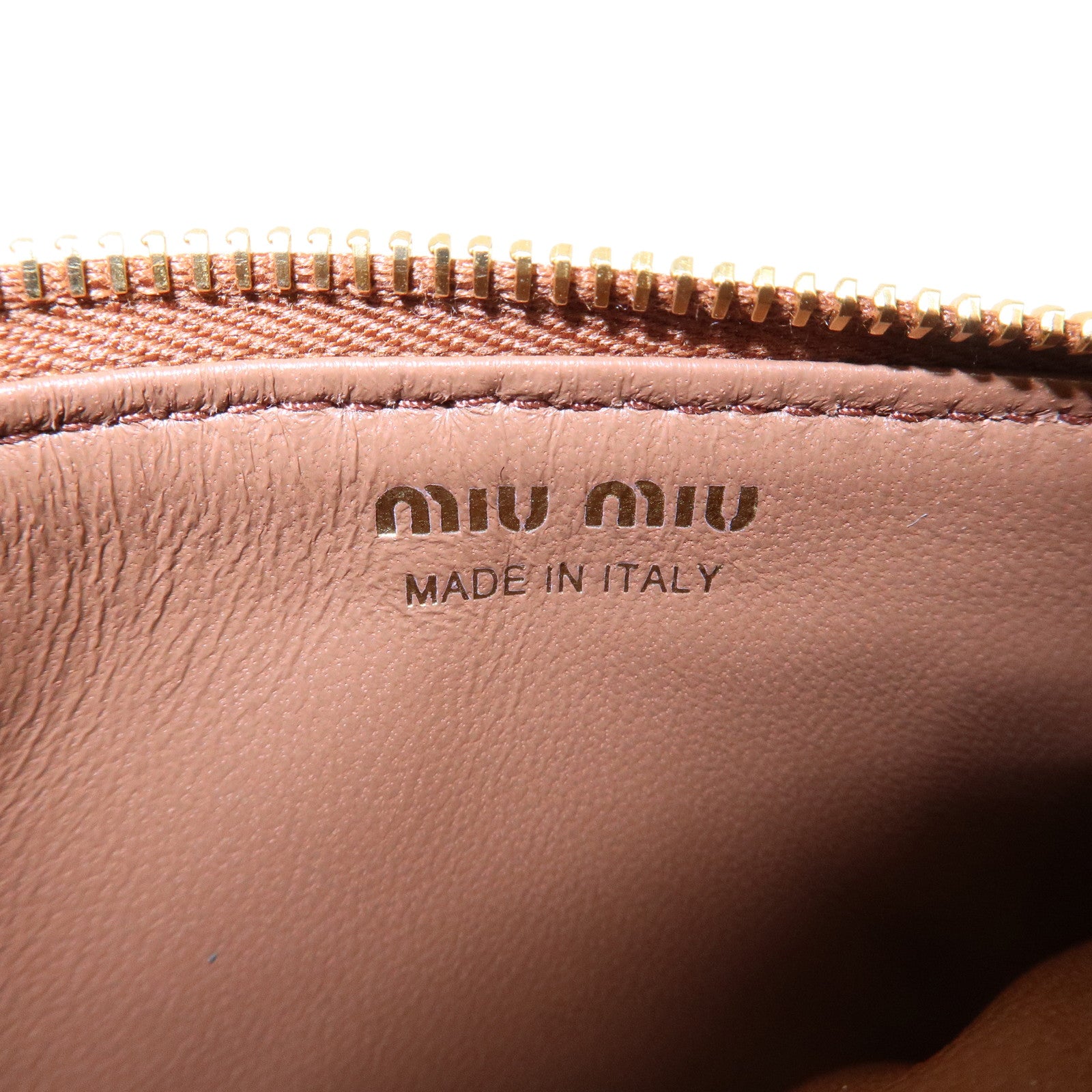 MIU MIU Logo Leather Card Case Coin Case Brown Used