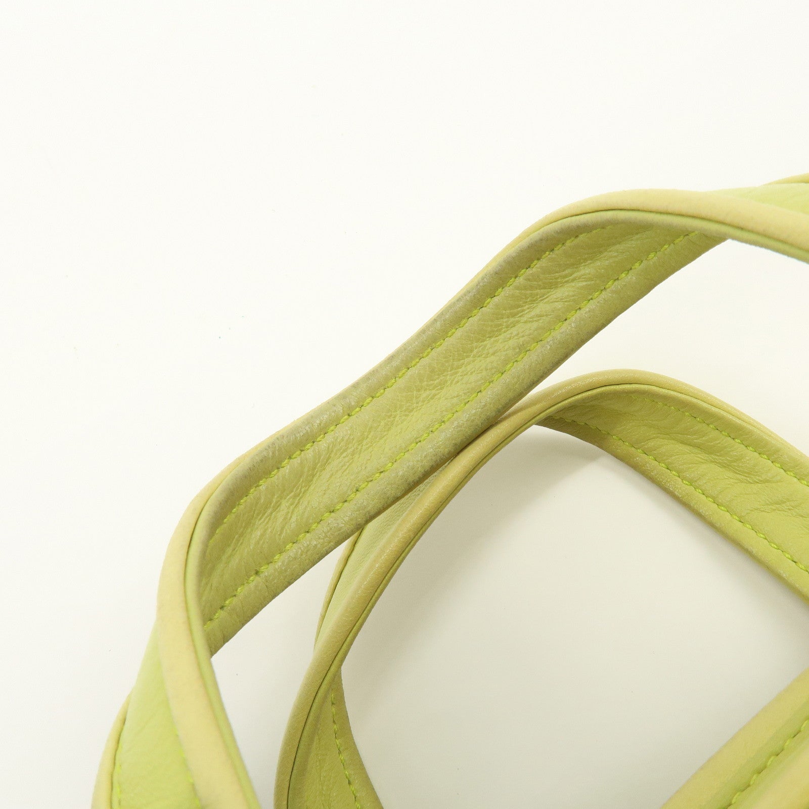 LOEWE Logo Nappa Leather Mini Hand Bag Boston Bag Lime Green