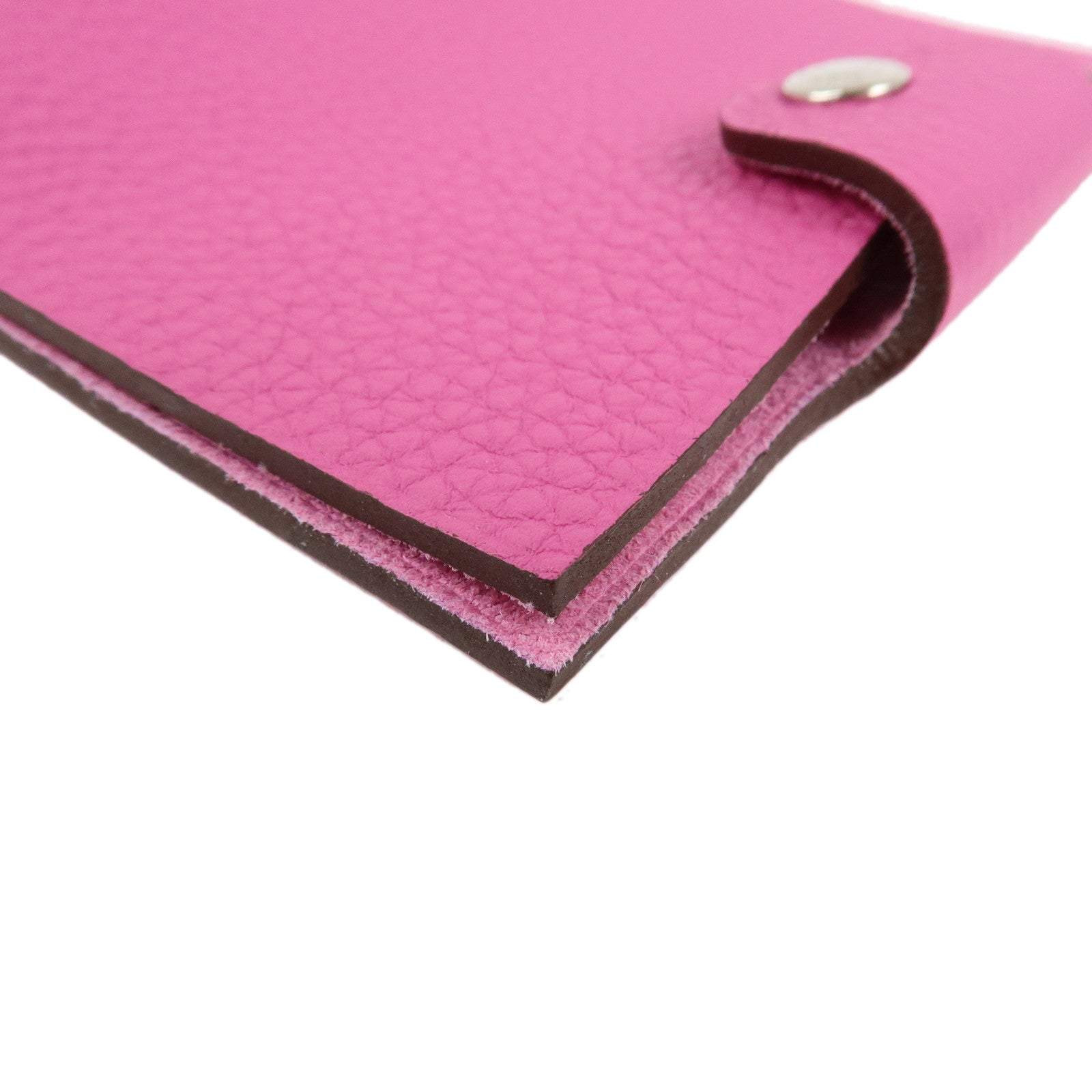 HERMES Ulysse Mini Leather C Stamped Note Book Cover Pink