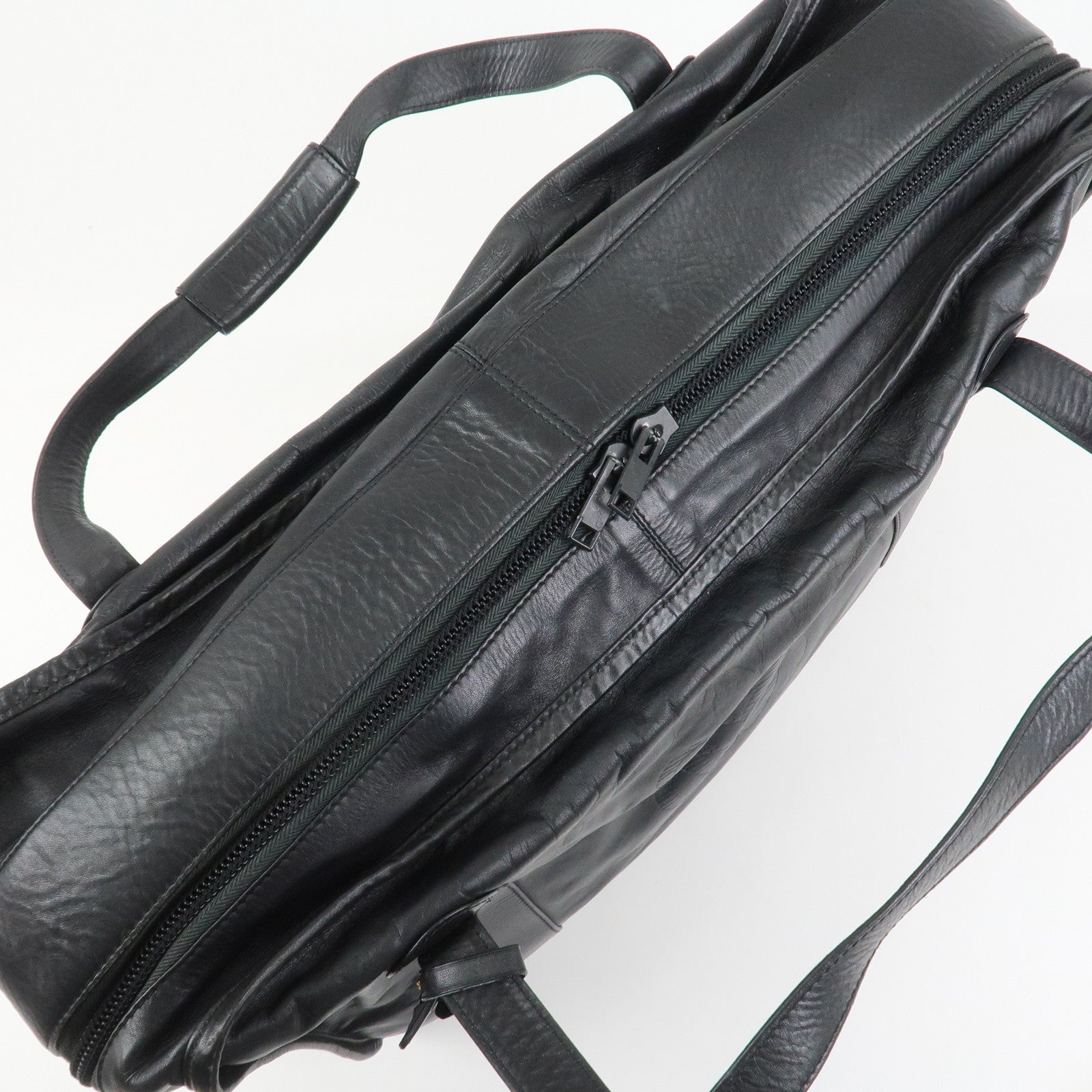LOEWE Anagram Leather Boston Bag Hand Bag Travel Bag Black