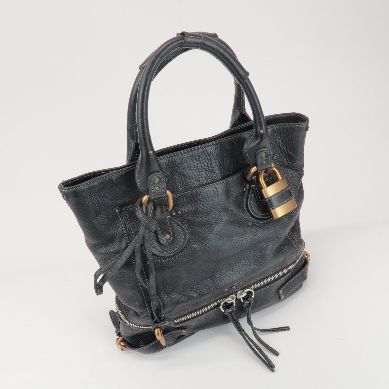 Chloe Paddington Leather Tote Bag Hand Bag Black