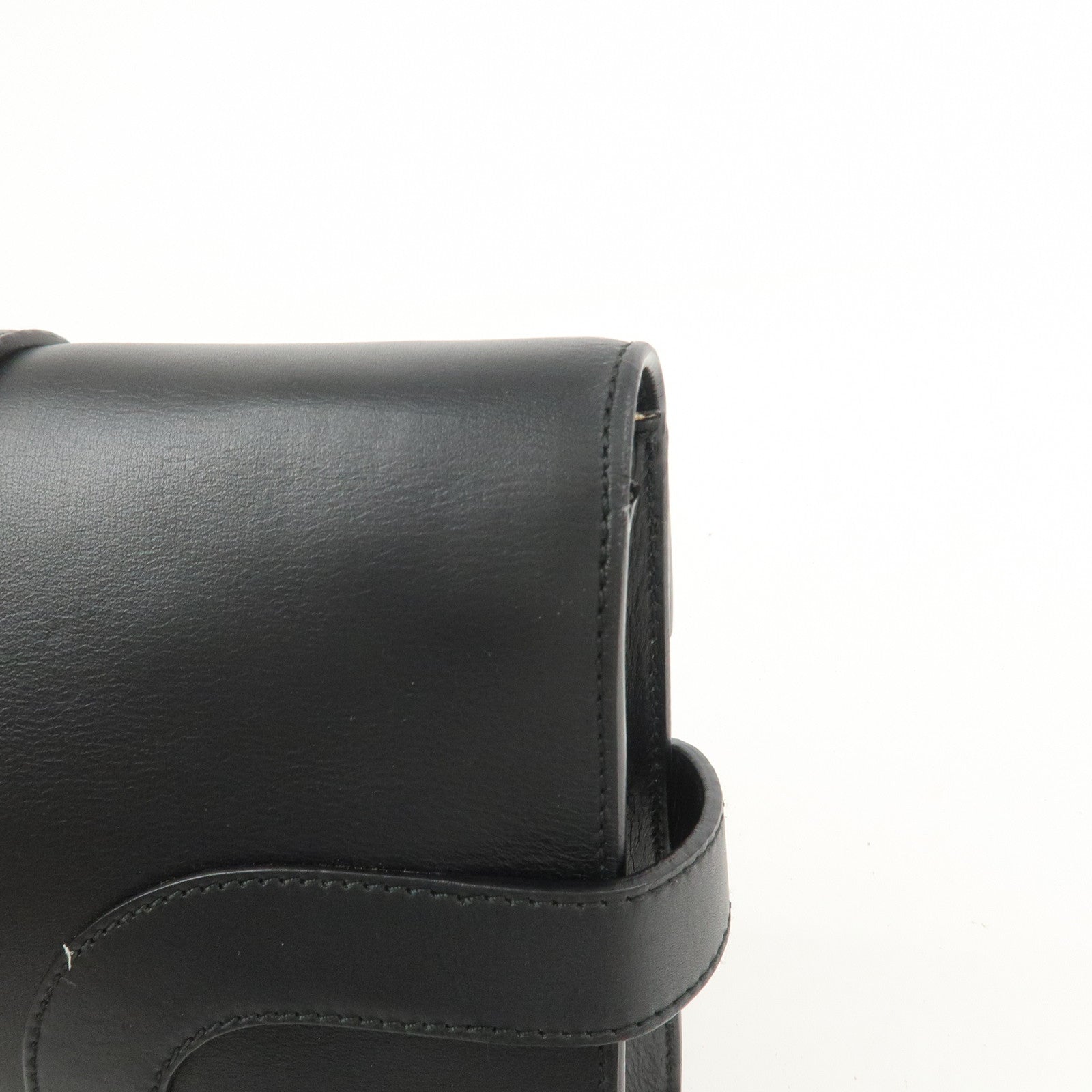 Ferragamo Gancini Leather 2Way Bag Hand Bag Shoulder Bag Black