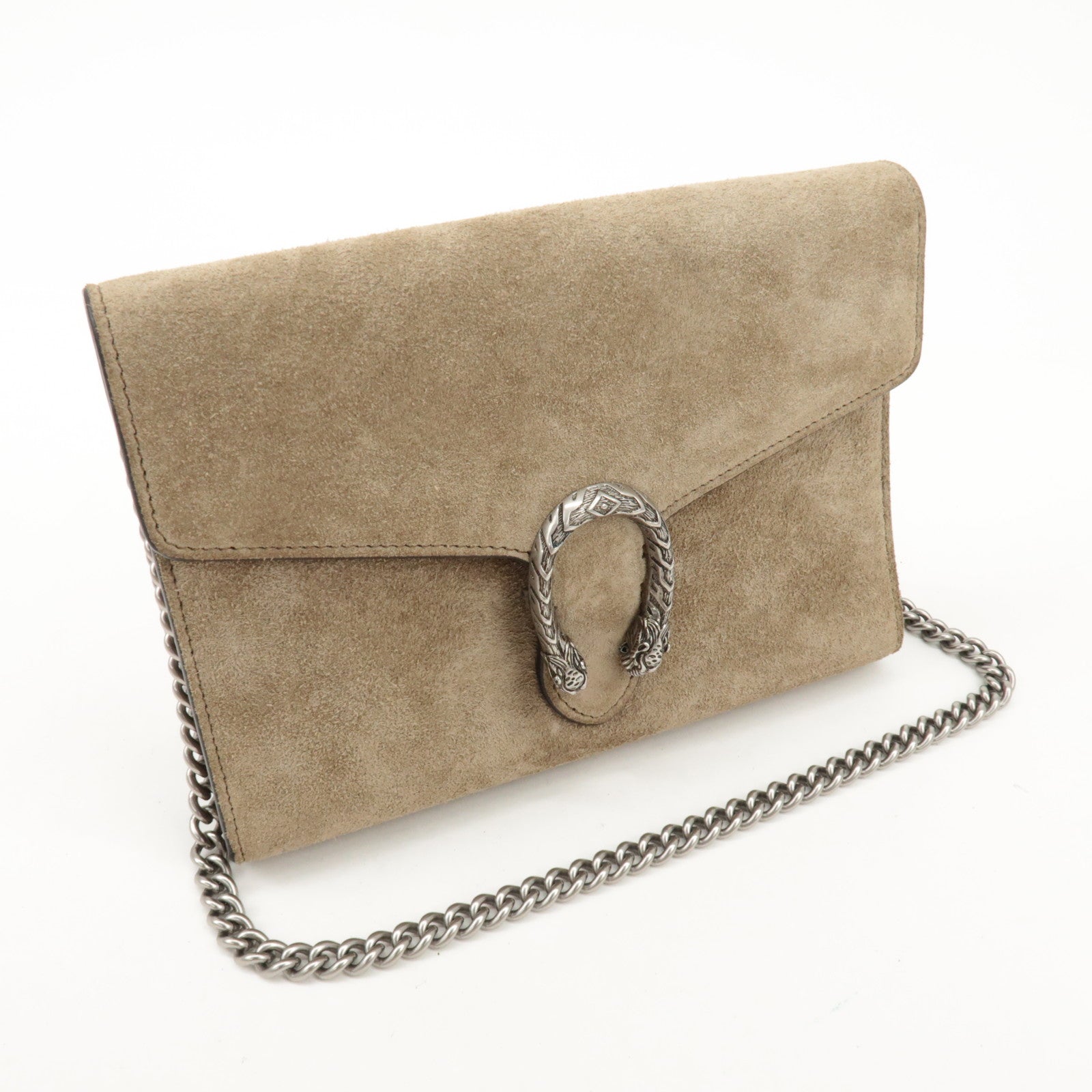 GUCCI Dionysus Suede Chain Shoulder Bag Beige Silver 401231 Used