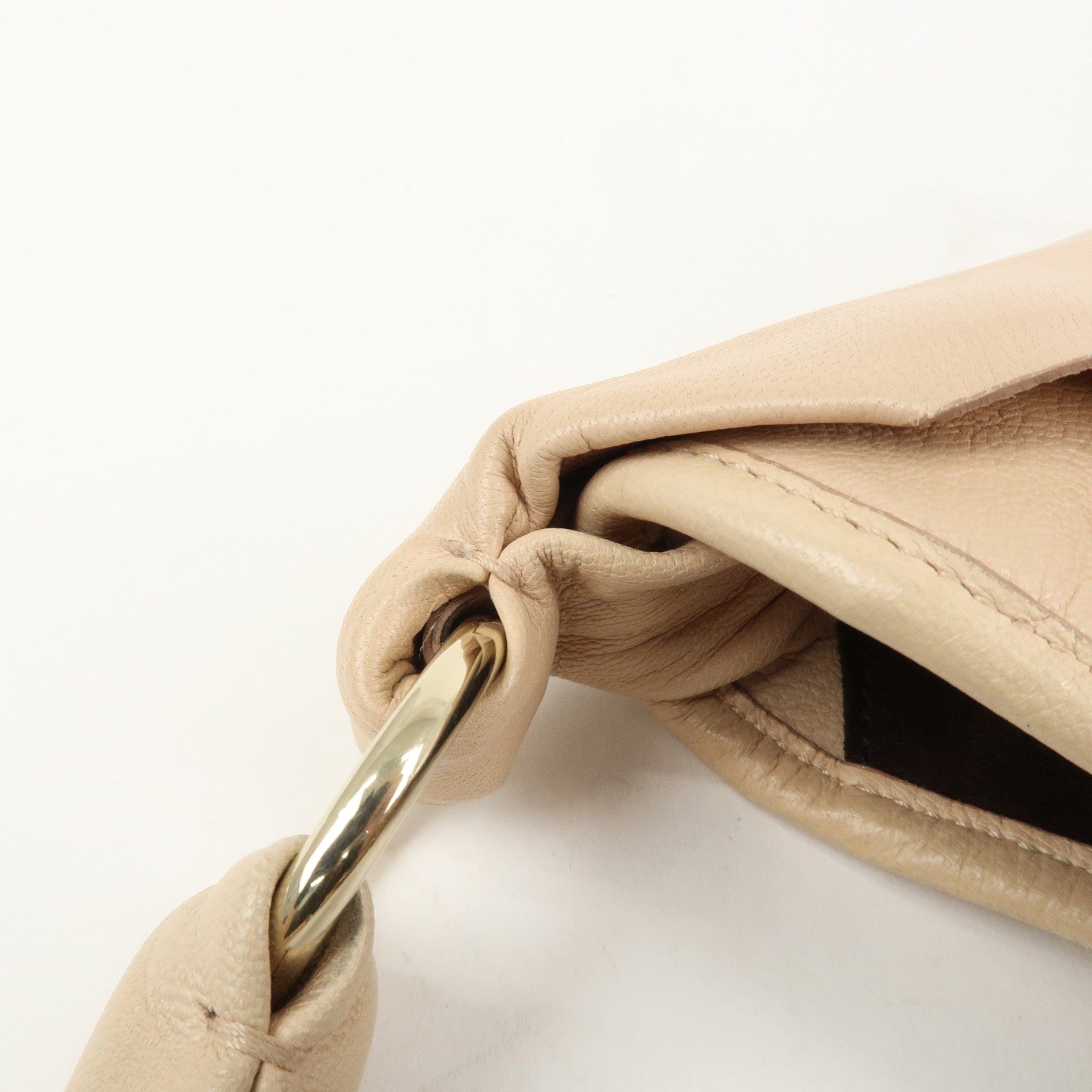SAINT LAURENT PARIS Leather Saint Ropez Shoulder Bag Beige 121634