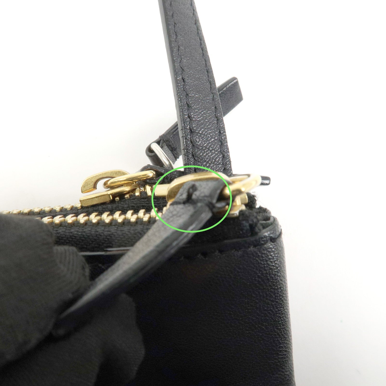 CELINE Trio Leather Shoulder Bag Black Gold Hardware Used