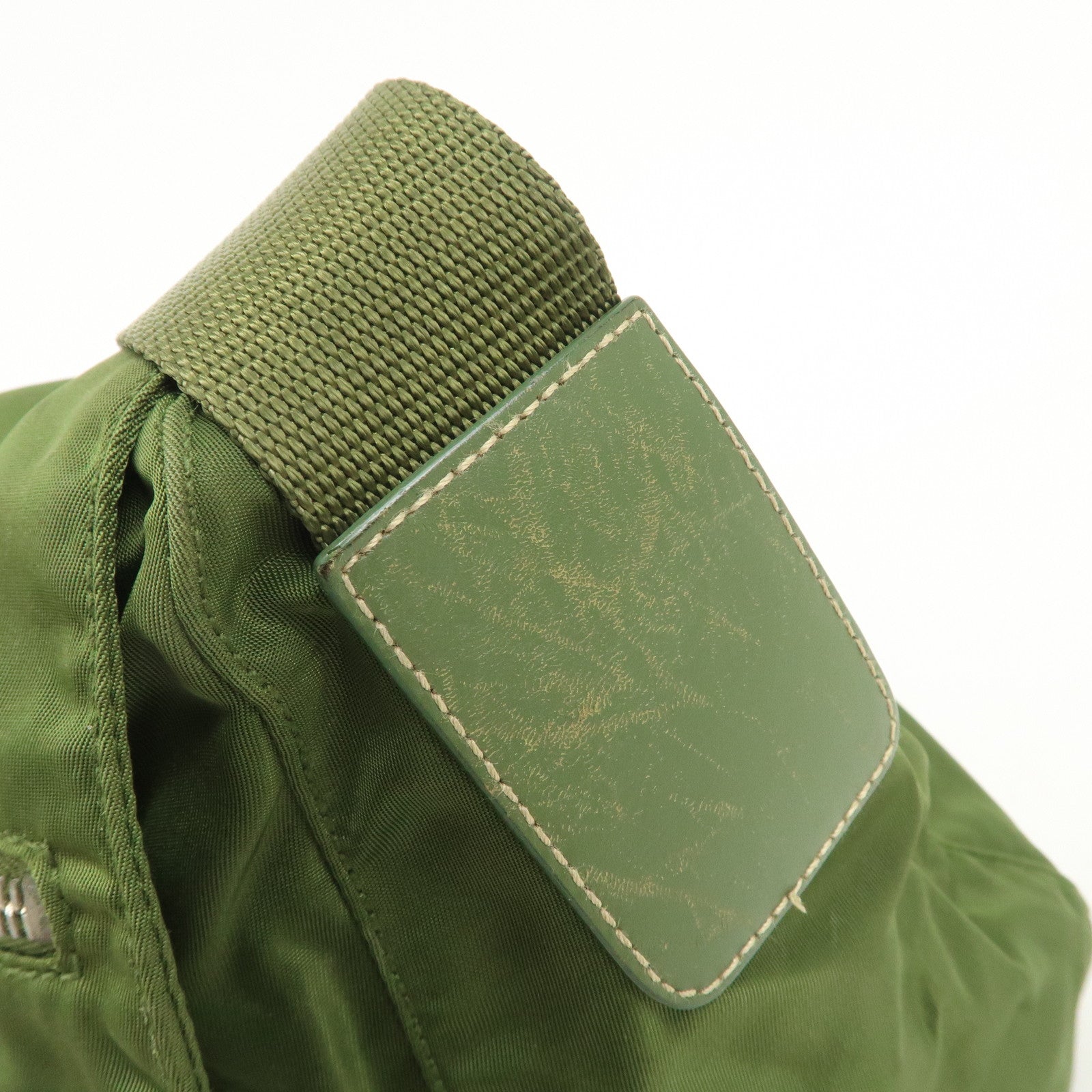 PRADA Triangle Logo Nylon Shoulder Bag Crossbody Bag Green Used