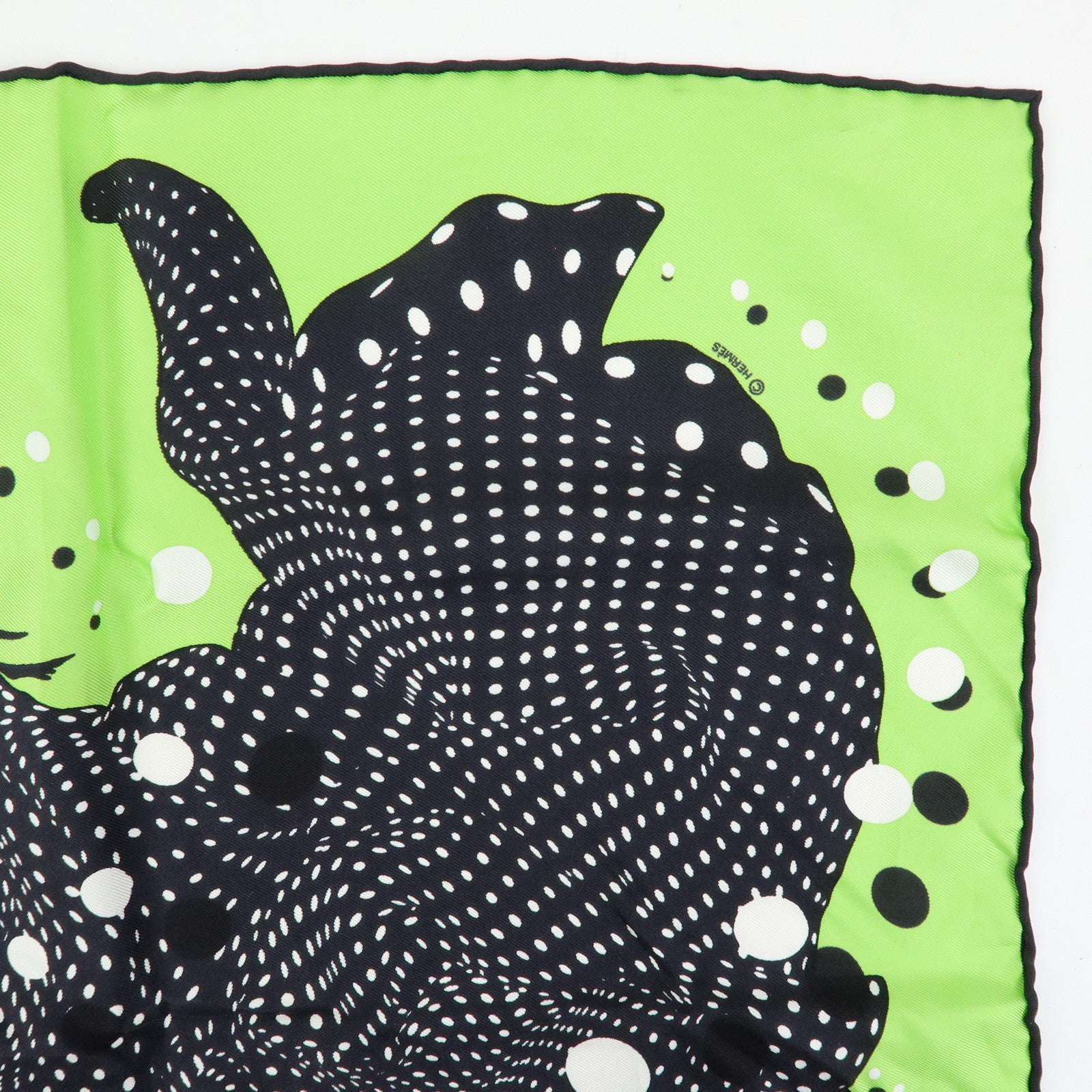 HERMES Carre 42 Silk 100% Scarf iHOLA FLAMENCA! Green Black