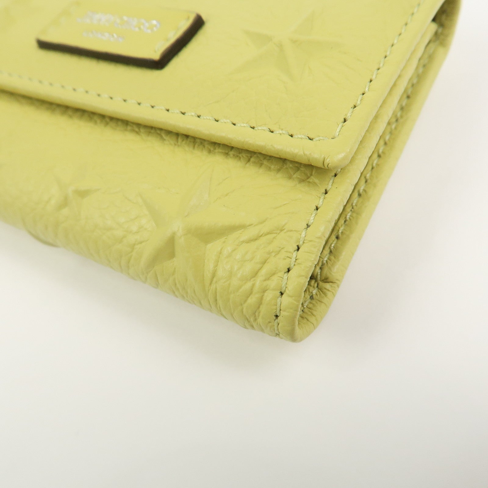 JIMMY CHOO Logo Leather 6 Rings Key Case Key Holder Yellow