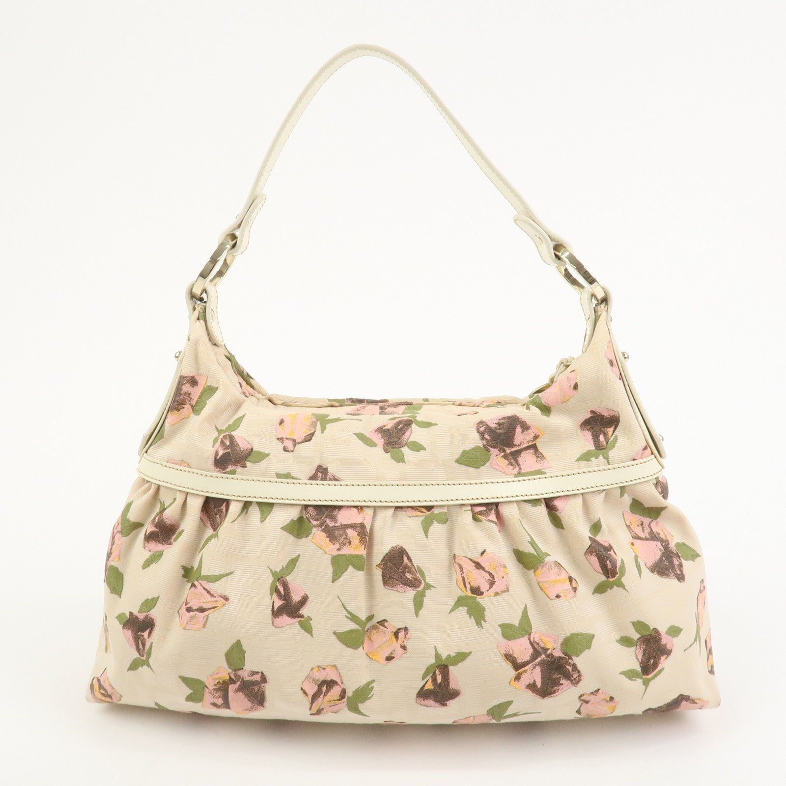 FENDI Canvas Leather Shoulder Bag Hand Bag Pink Ivory 8BR448