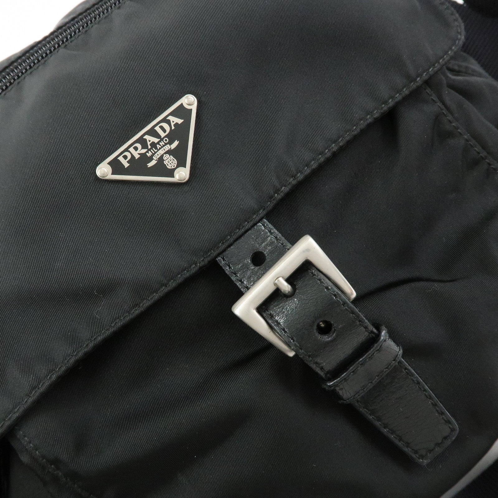 PRADA Triangle Logo Nylon Shoulder Bag Crossbody Bag Black BT8994
