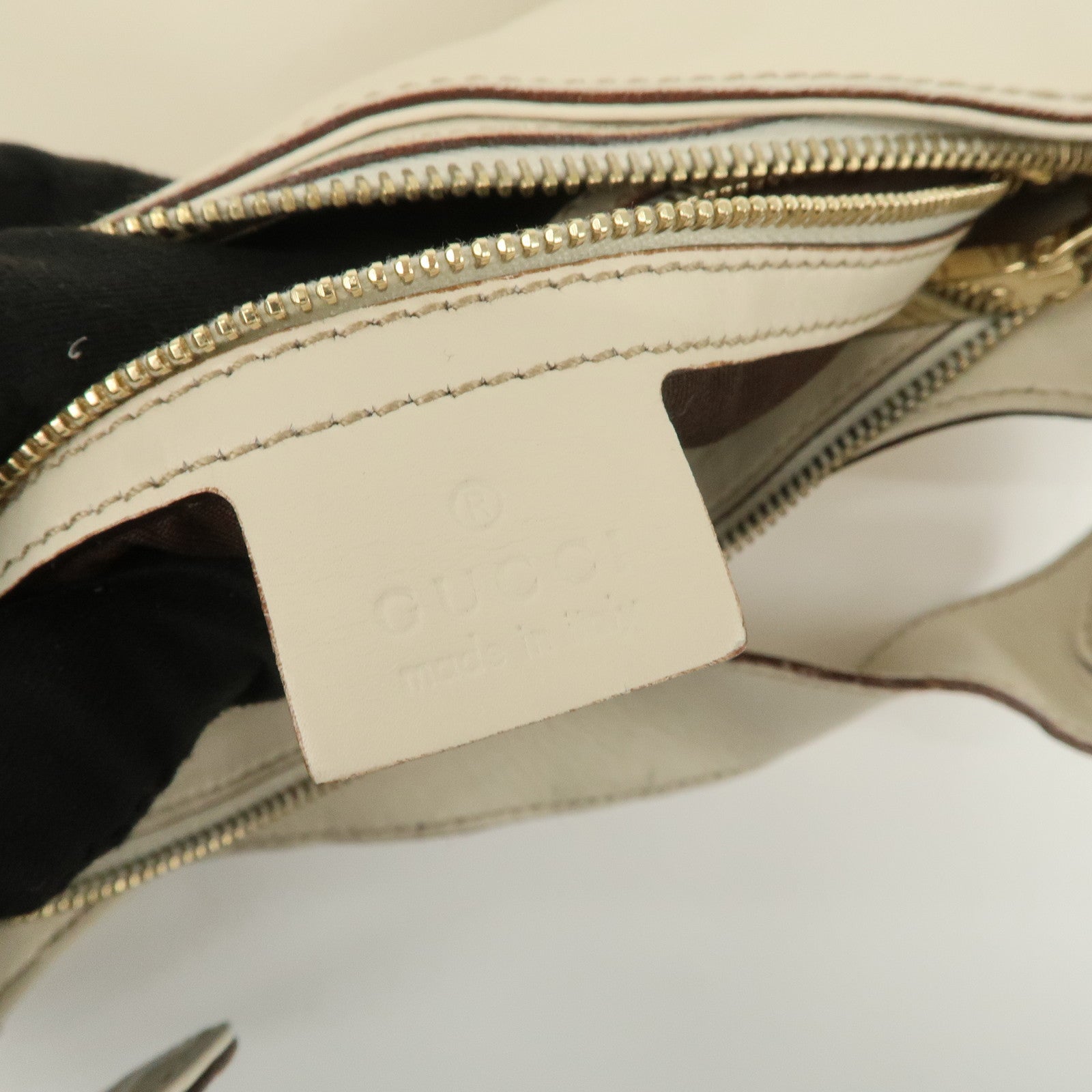 GUCCI Horsebit Leather Shoulder Bag Hand Bag Ivory 145826