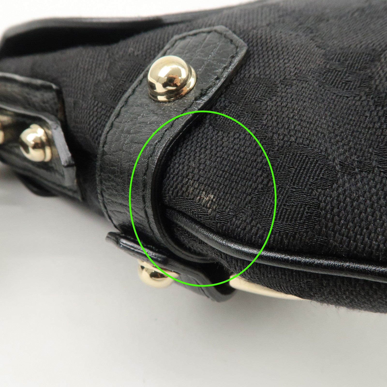 GUCCI Horsebit Sherry GG Canvas Leather Shoulder Bag 131094