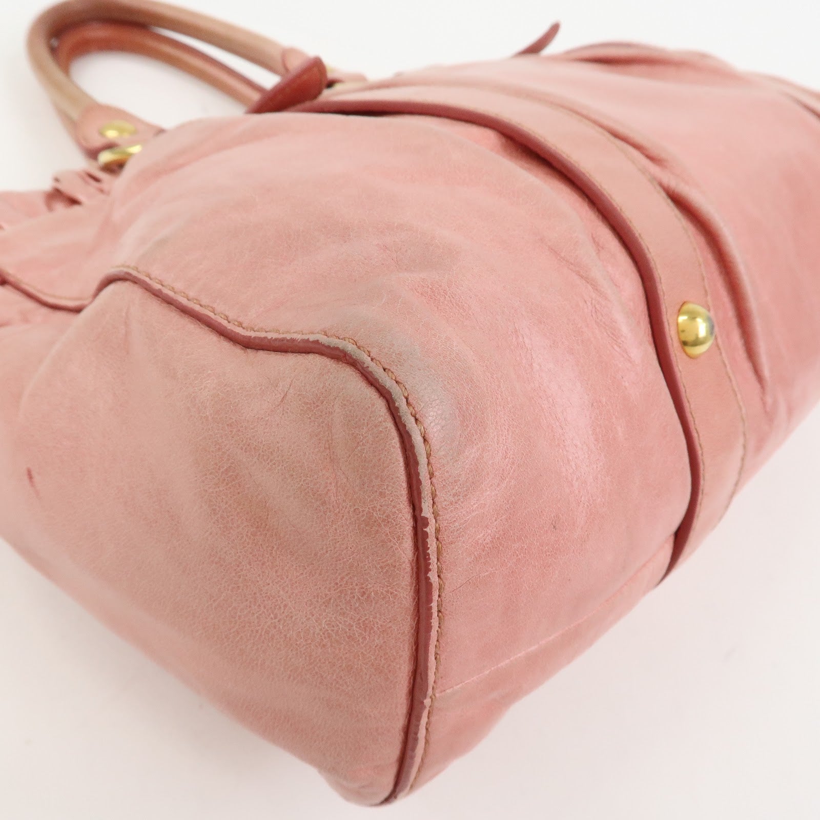 MIU MIU Logo Leather 2Way Bag Shoulder Bag Hand Bag Pink RT0383