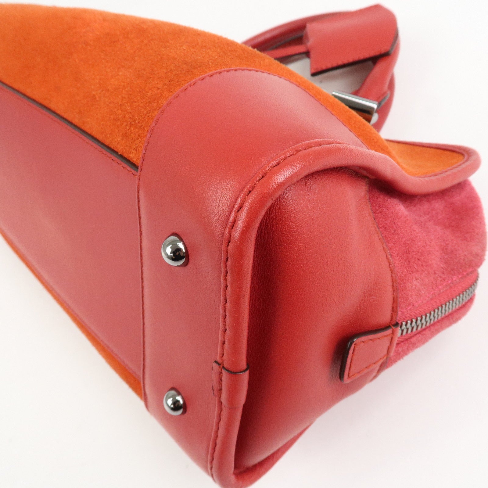 LOEWE Anagram Leather Suede Amazona 28 Hand Bag Orange Red