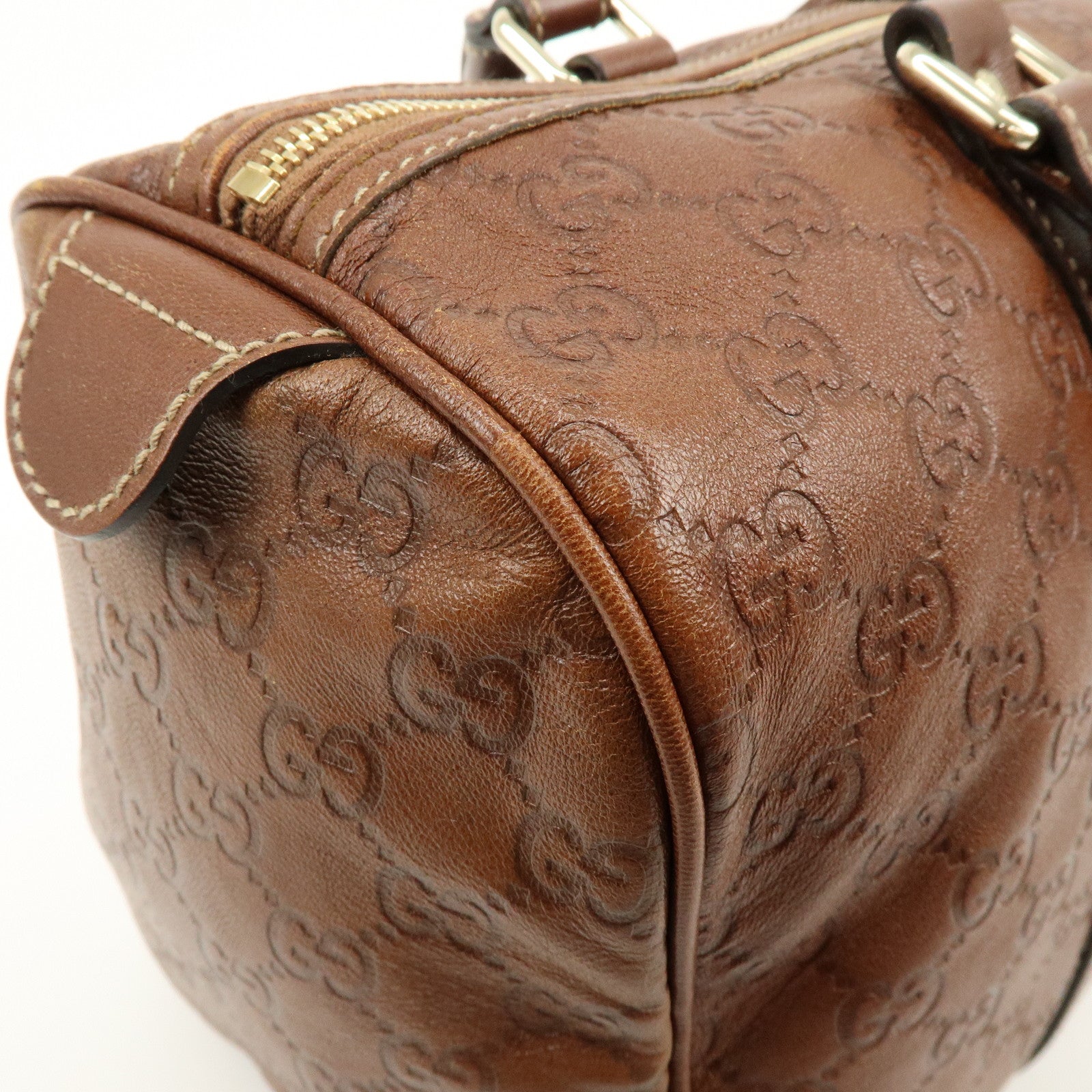 GUCCI Guccissima Leather Boston Bag Hand Bag Brown 193603