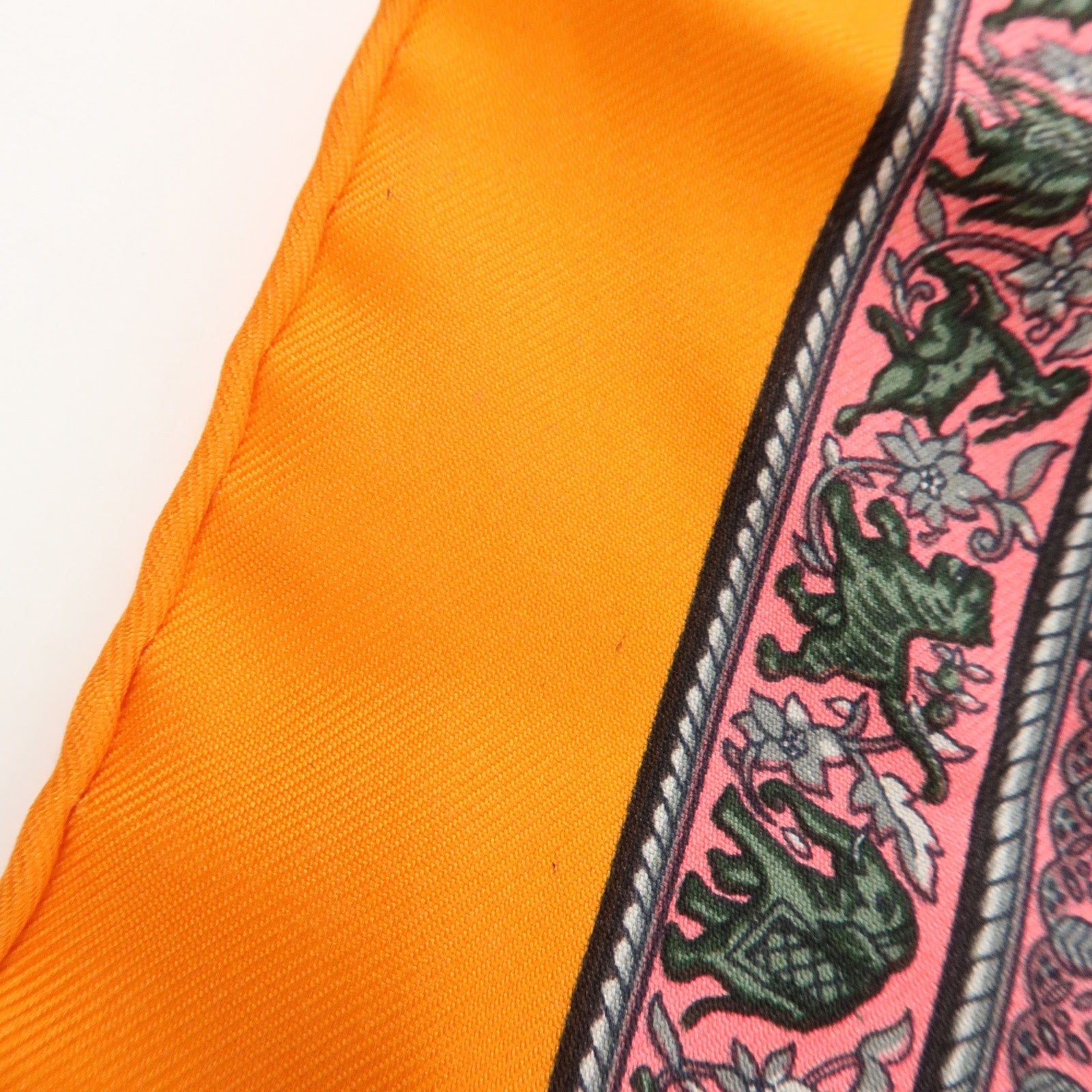HERMES Carre 42 Set of 2 Silk 100% Scarf Orange Gold Navy