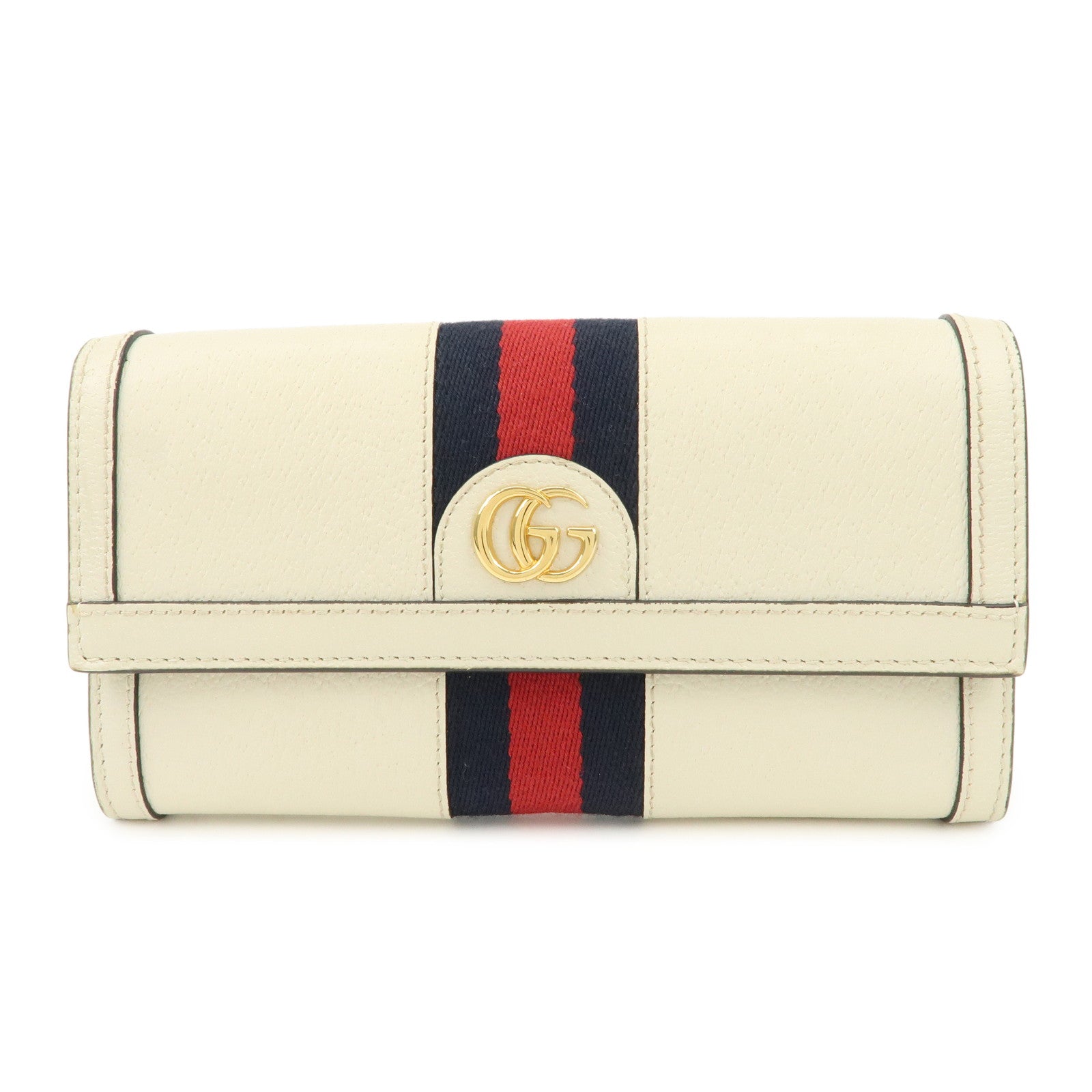 GUCCI Ophidia Sherry GG Marmont Leather Bi-fold Long Wallet Ivory 523153