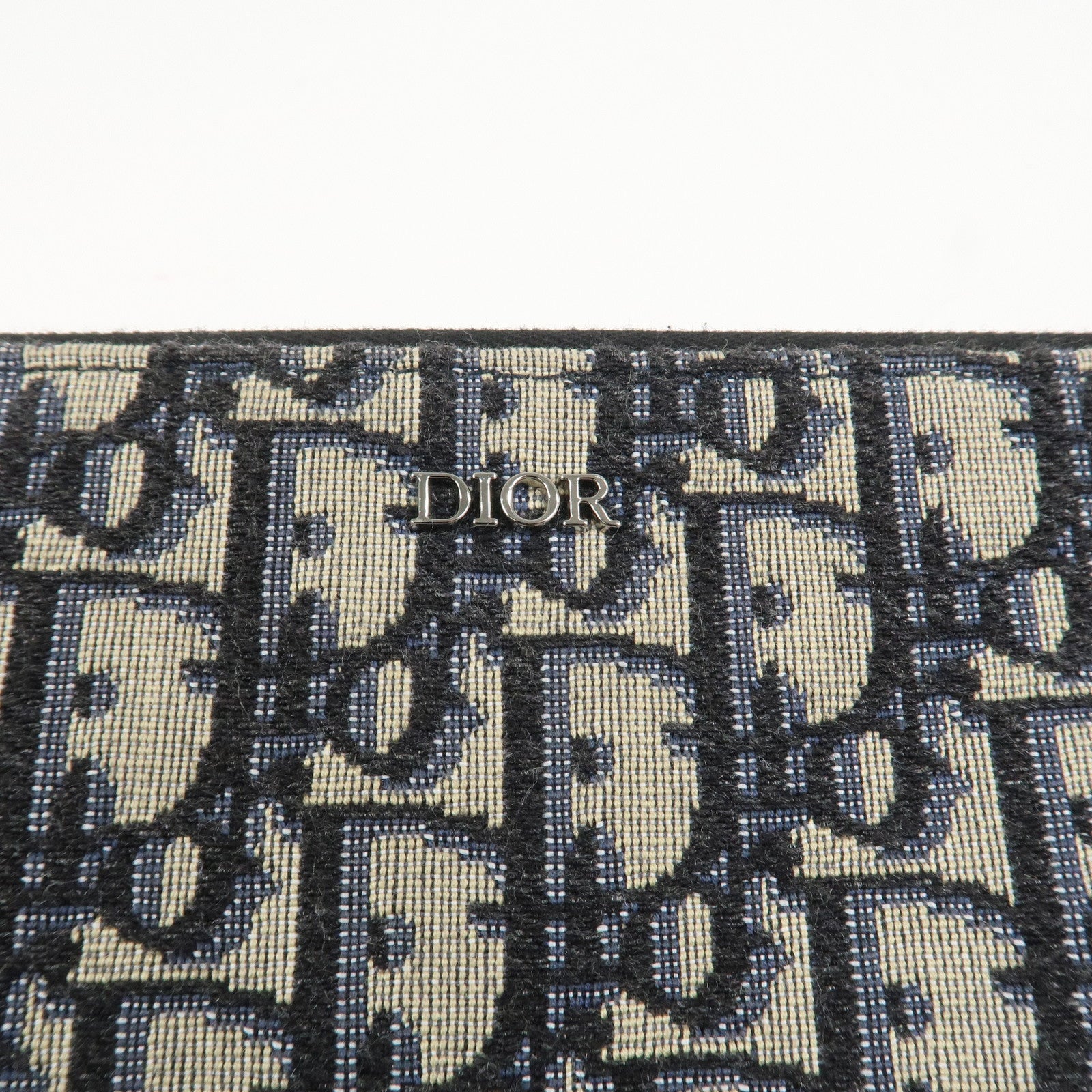 Christian Dior Oblique Canvas Clutch Bag Pouch Navy