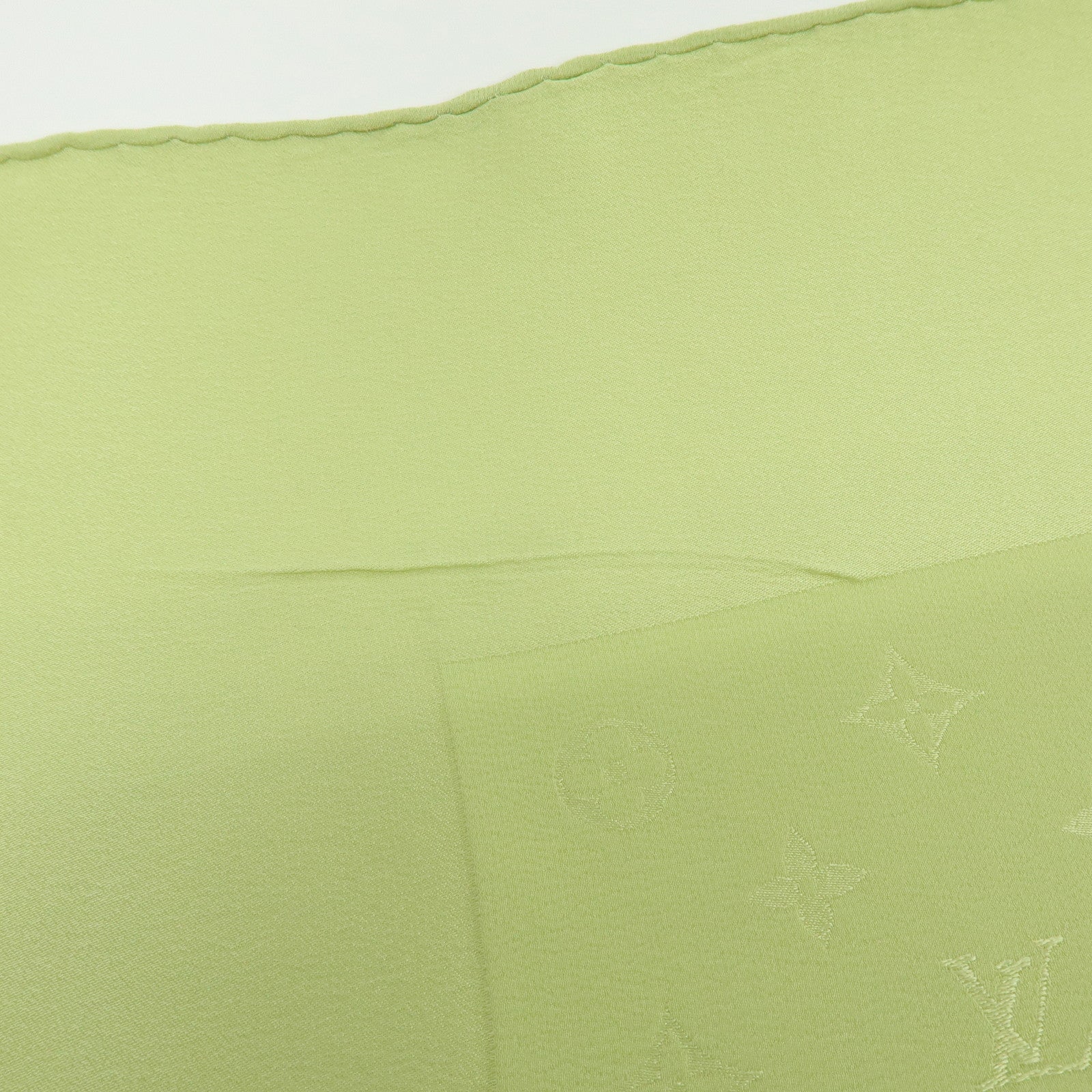 Louis Vuitton Monogram Shine Silk 100% Scarf Shawl Light Green