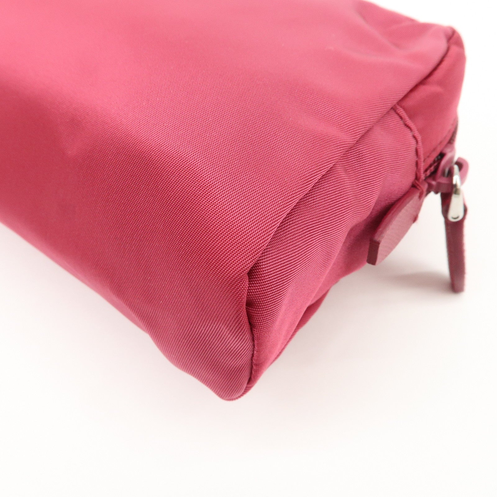 PRADA Triangle Logo Nylon Leather Pouch Pink 1NE693 Used