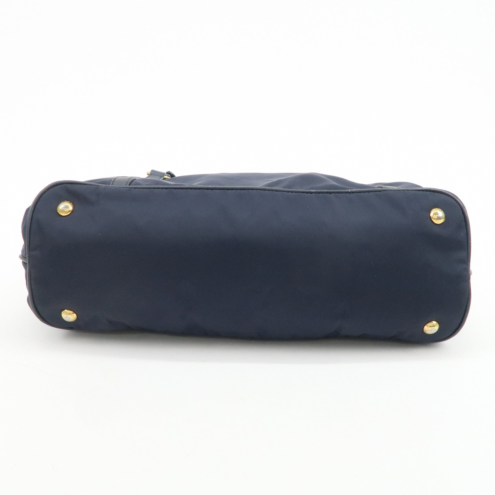 PRADA Nylon Saffiano Leather Shoulder Bag Tote Bag Navy