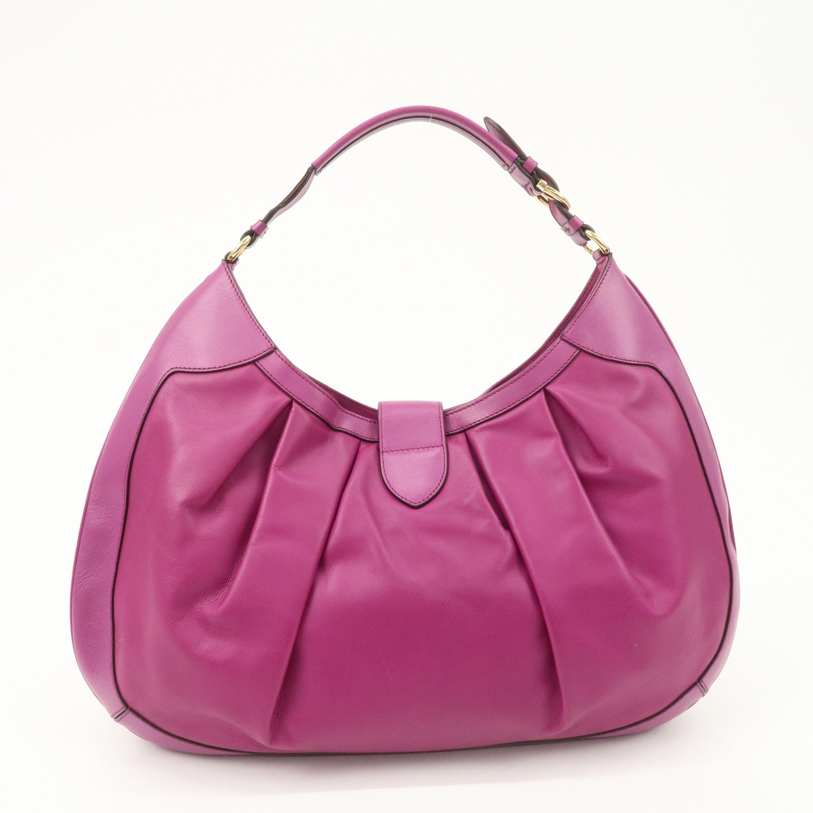 Ferragamo Gancini Leather Shoulder Bag Hand Bag Purple