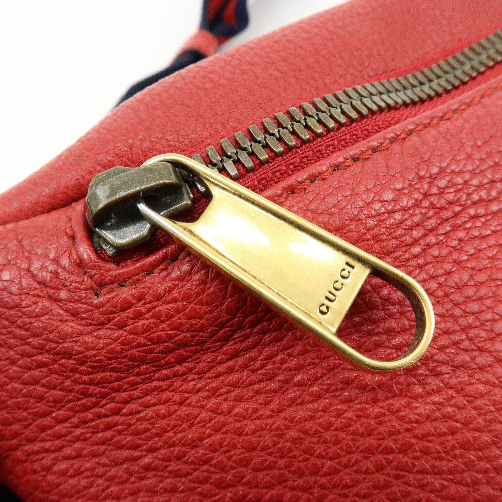 GUCCI Sherry Leather Waist Pouch Body Bag Red 527792