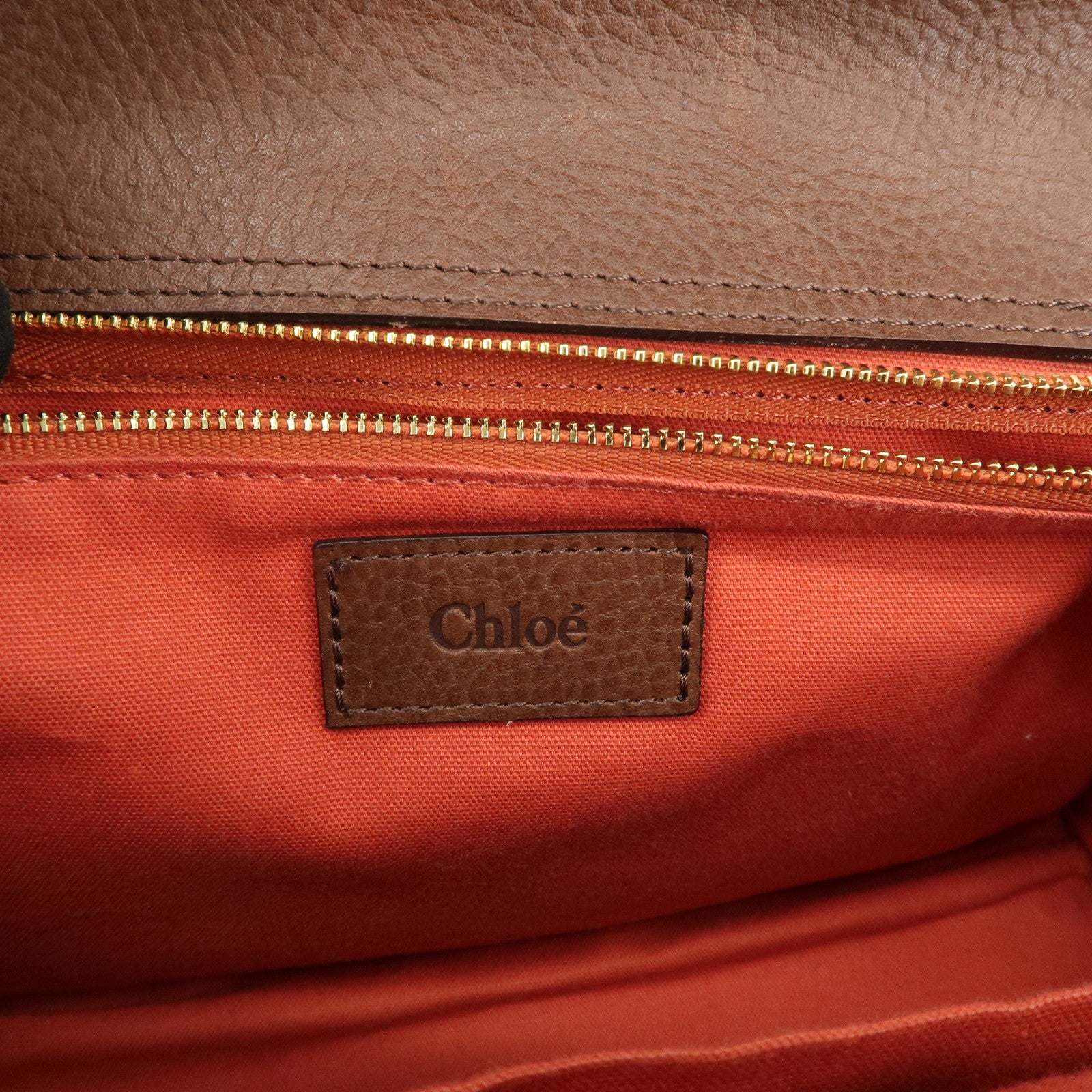 Chloe Knitted Leather Hand Bag Tote Bag Red Brown