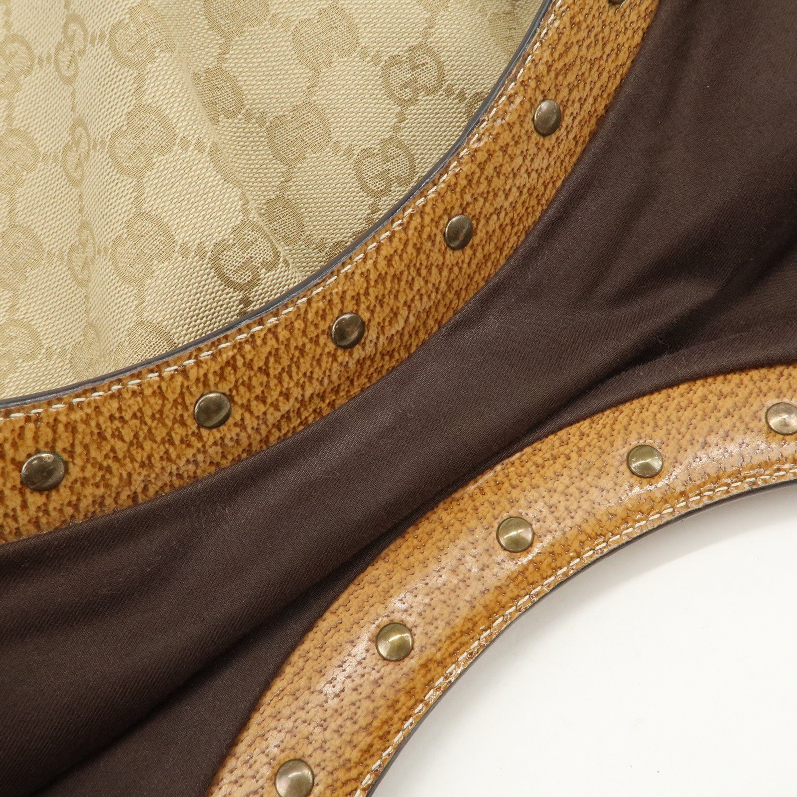 GUCCI Bamboo GG Canvas Shoulder Bag Hand Bag Beige 124293