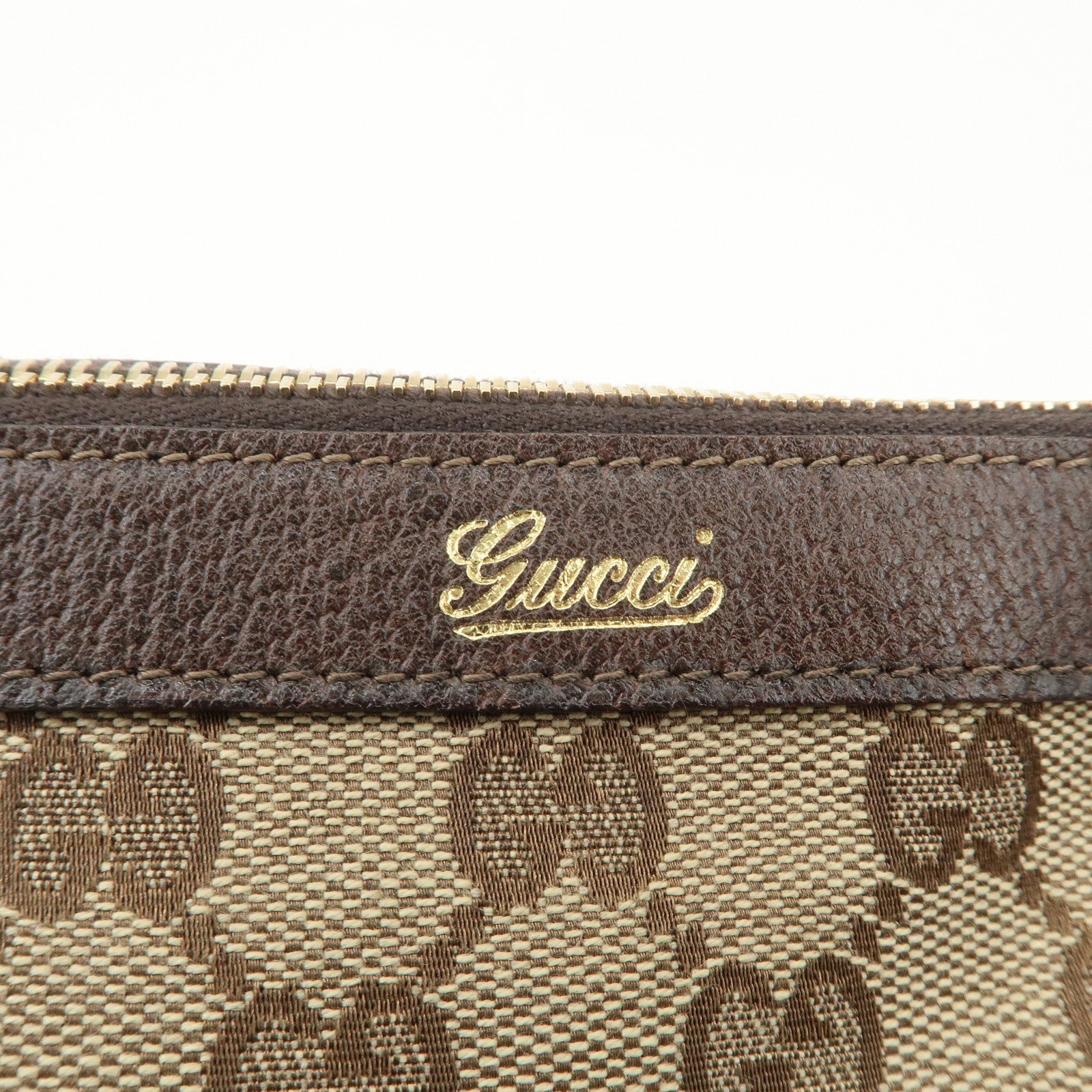 GUCCI Abbey GG Canvas Leather Tote Bag Beige Dark Brown 141471 Used